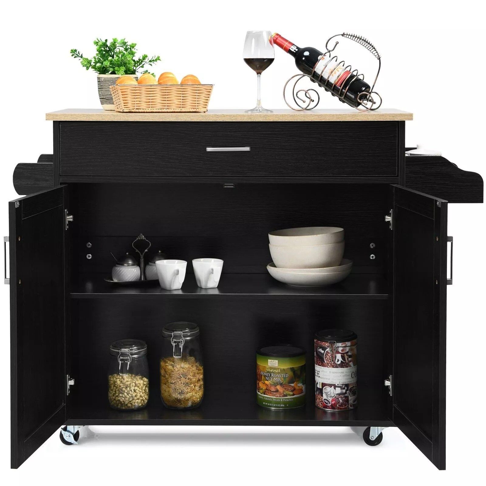 Norman Kitchen Island With Wheels & Seating - Image 3