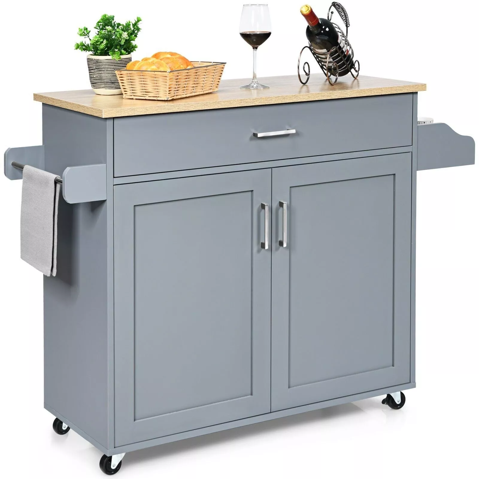 Norman Kitchen Island With Wheels & Seating - Image 7