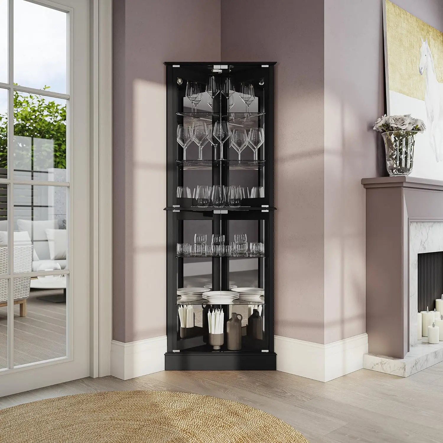 Nunez Corner Curio Cabinet With Glass Doors - Image 5