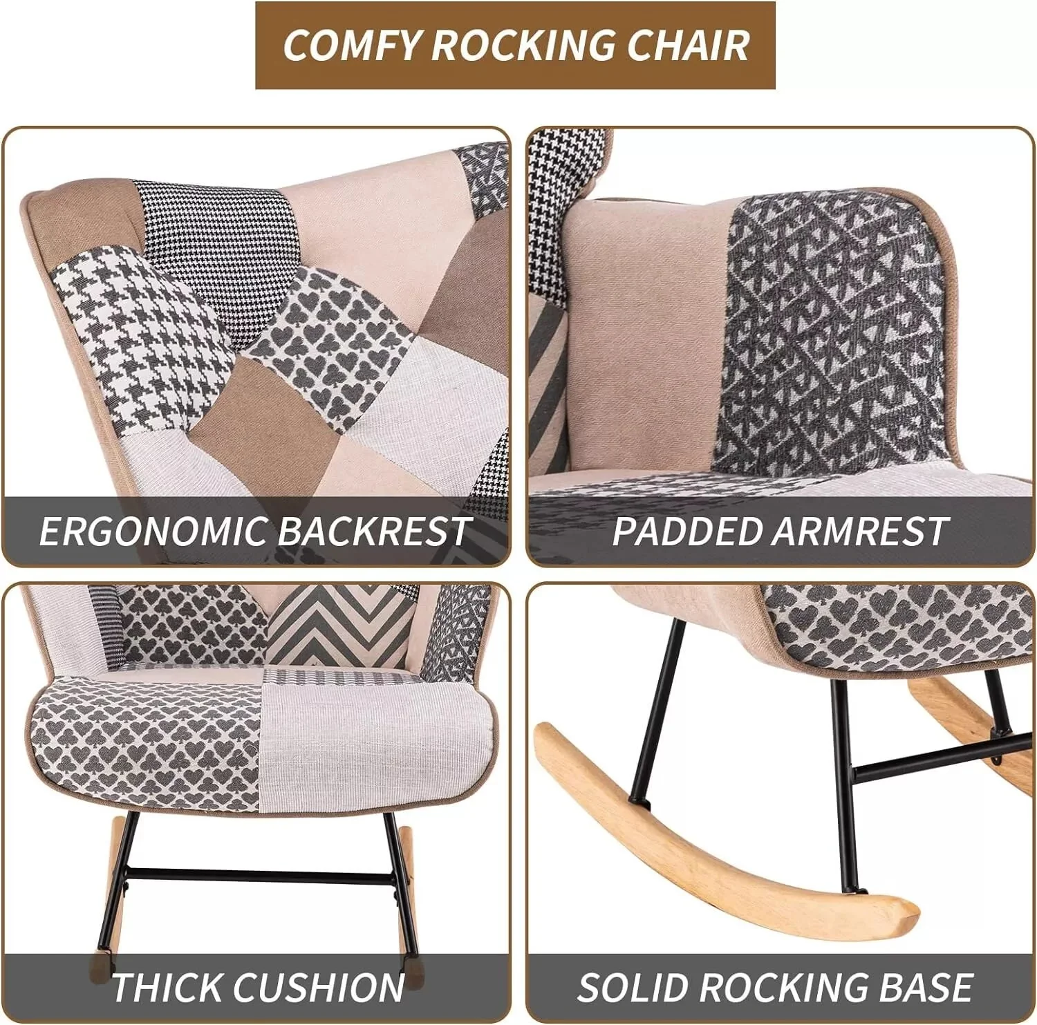 Nursery Modern Cushioned Rocking Armchair - Image 4