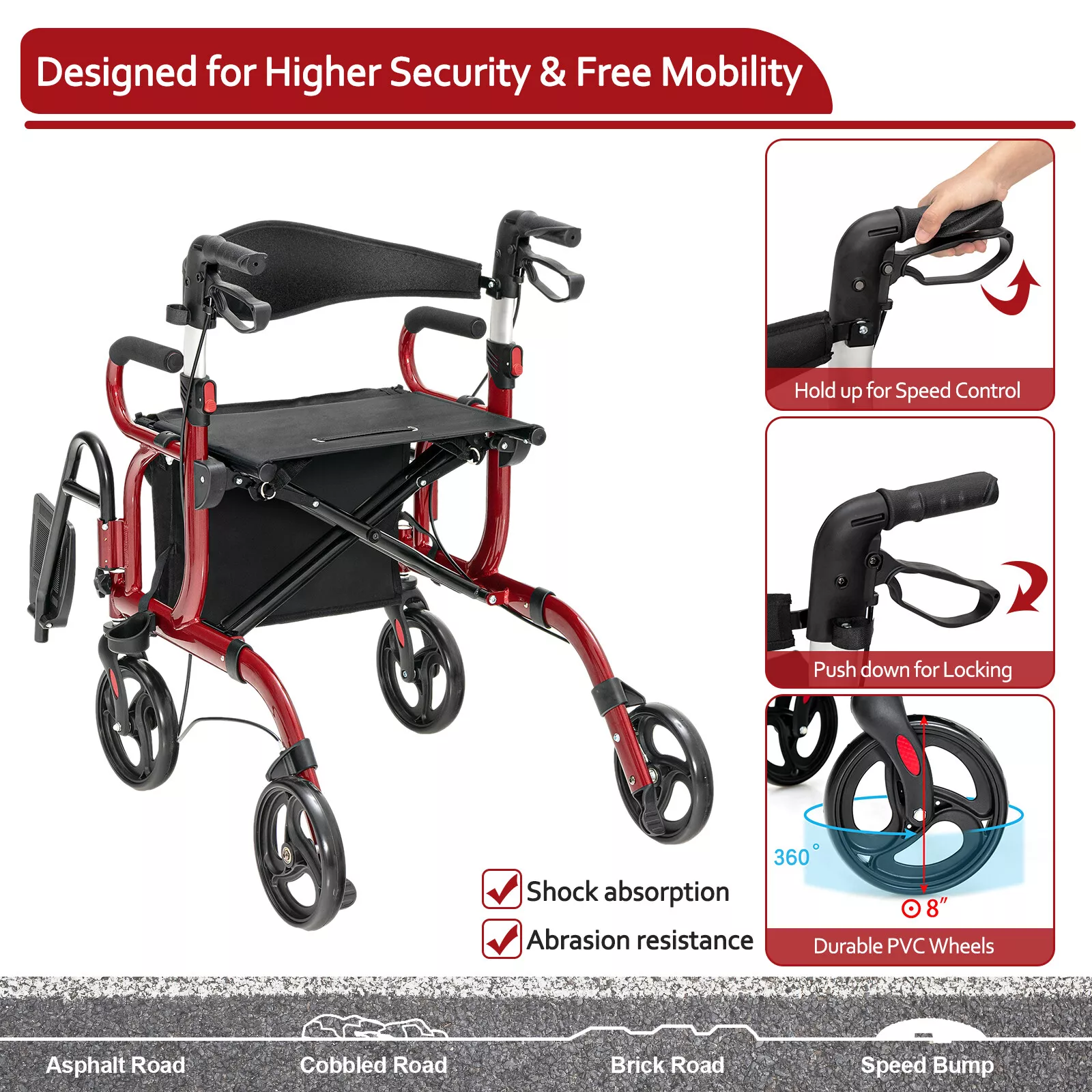 Ochoa Rollator Walker With Seat - Image 4