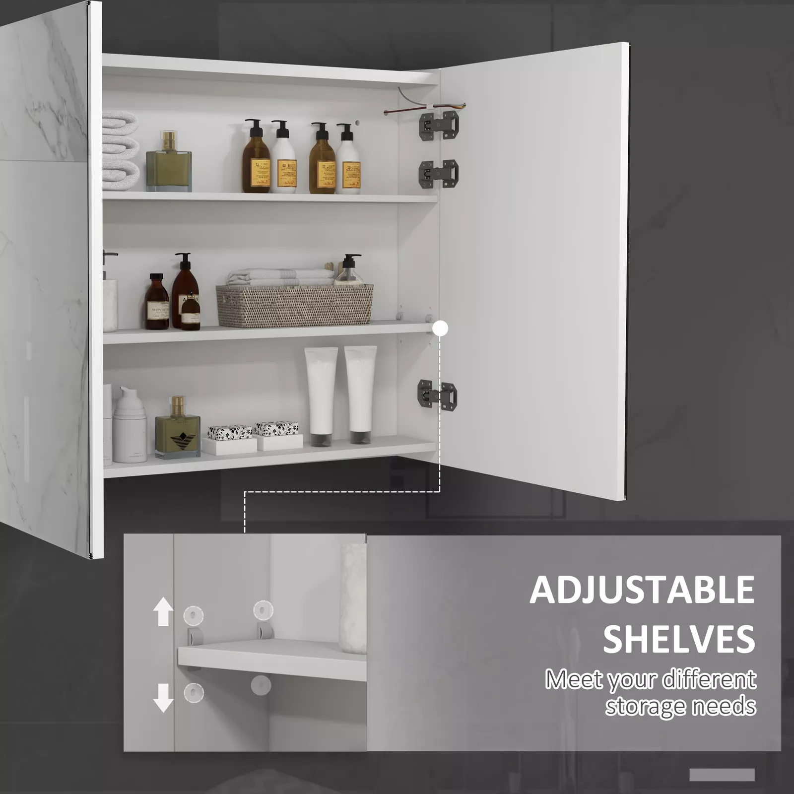 Olivia Bathroom Mirror Wall Cabinet With Light - Image 5