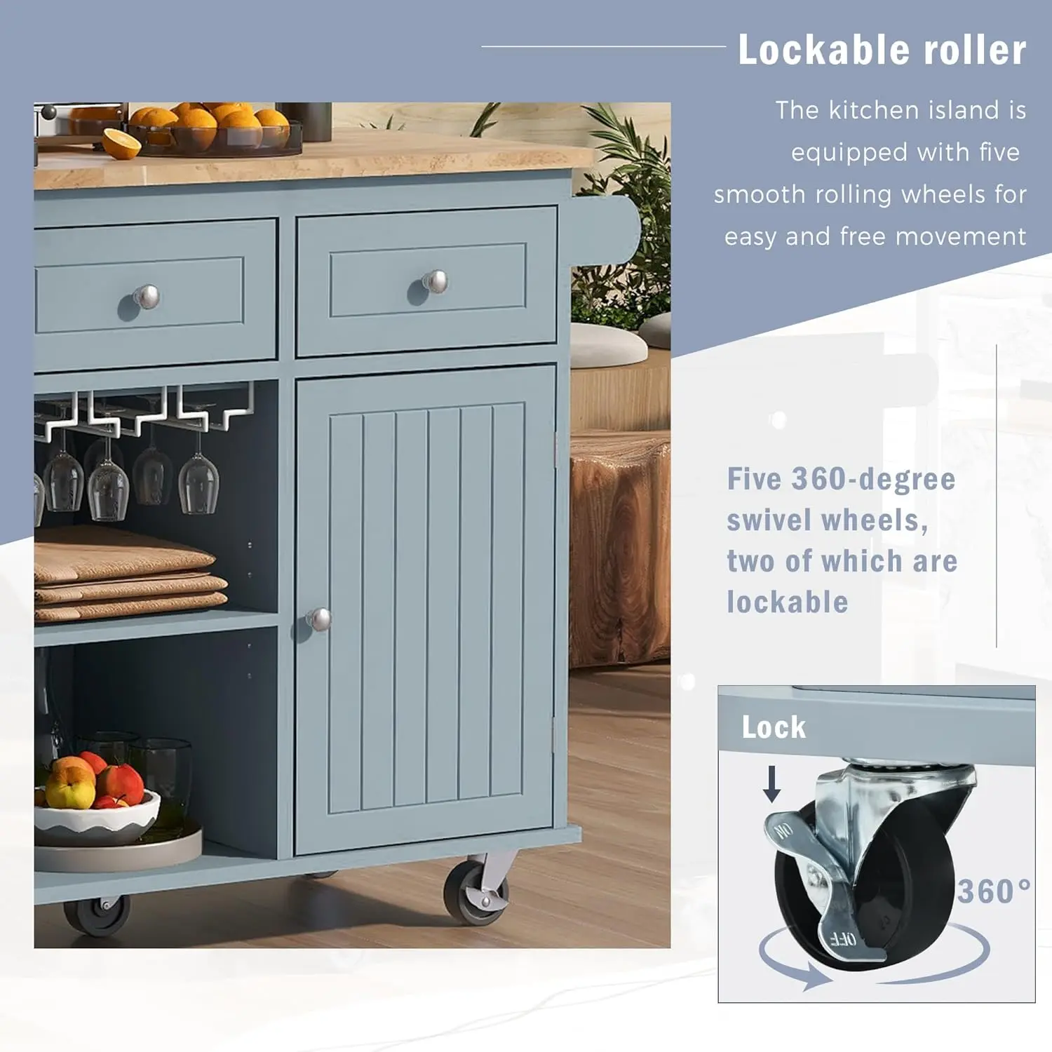 Ollie Rolling Drop Leaf Kitchen Island Cart - Image 5