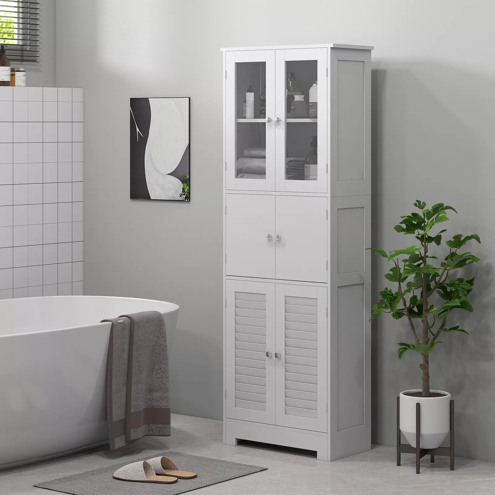 Osman Tall Linen Closet Cabinet