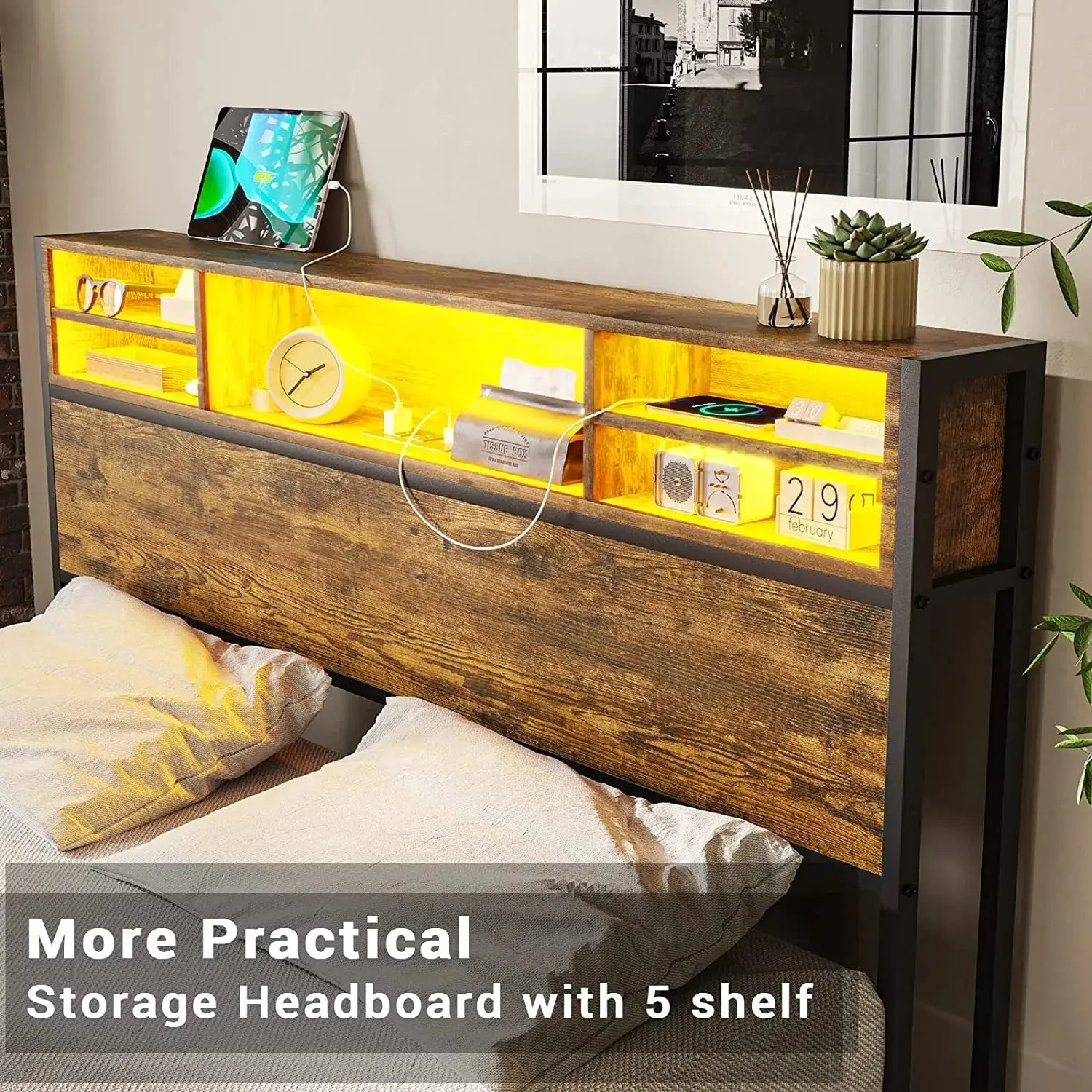 Otto Plateform Bed Frame With Storage & Light - Image 5