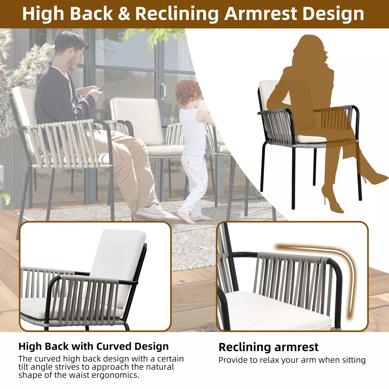 Outdoor Cushioned Rattan Patio Chair (Set of 4) - Image 4