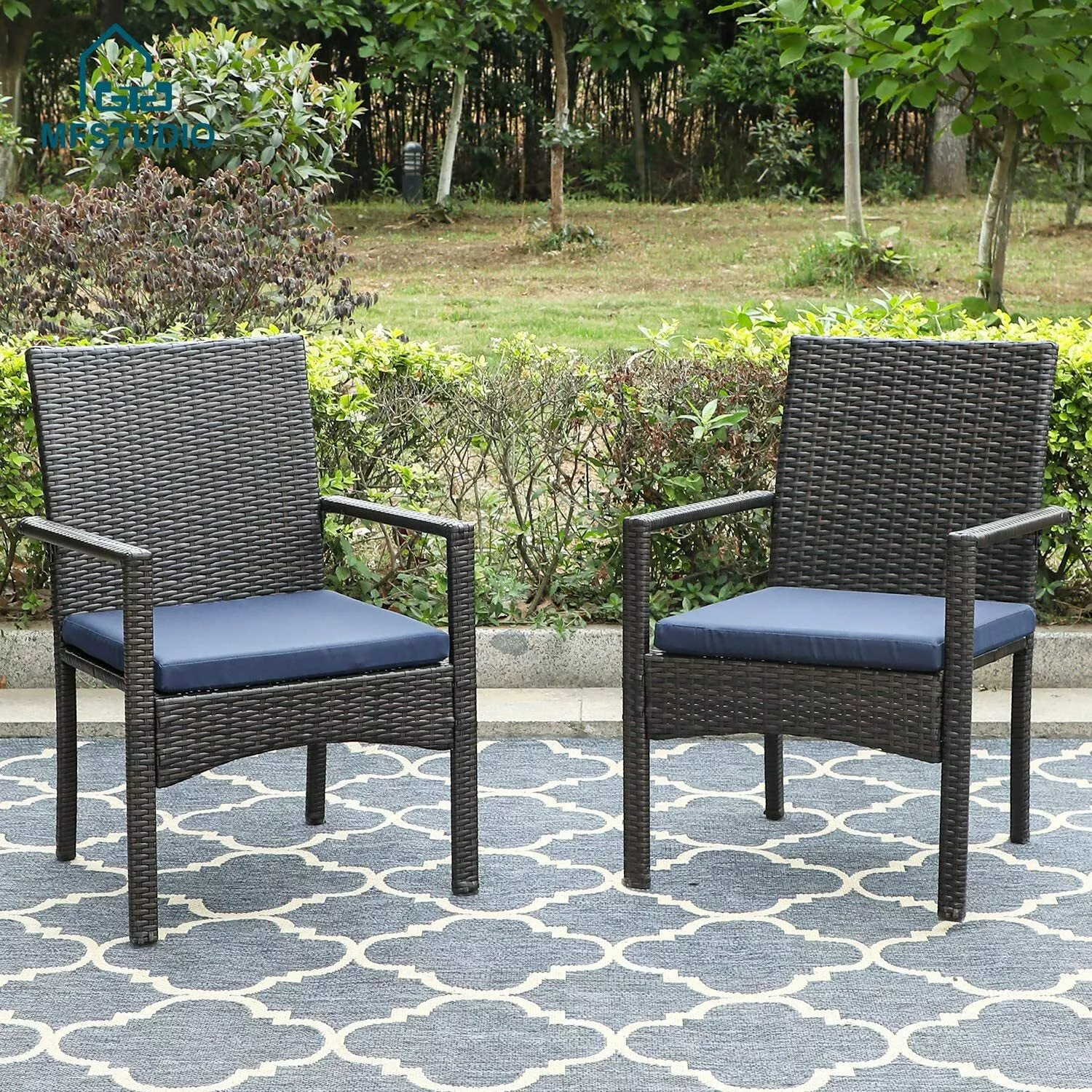 Outdoor Cushioned Wicker Patio Chair (Set of 2) - Image 8