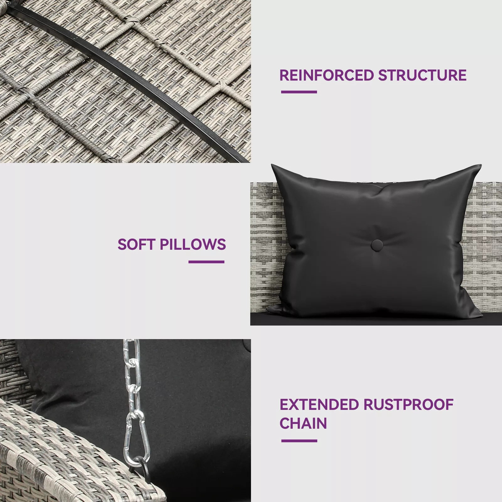 Outdoor Rattan Cushioned Hanging Patio Swing - Image 8