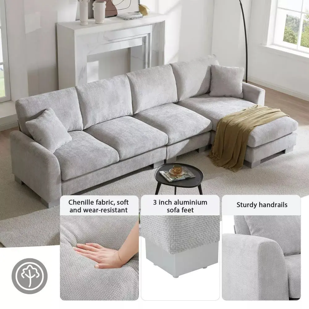Oversized Chenille L Shaped Sectional Couch - Image 8