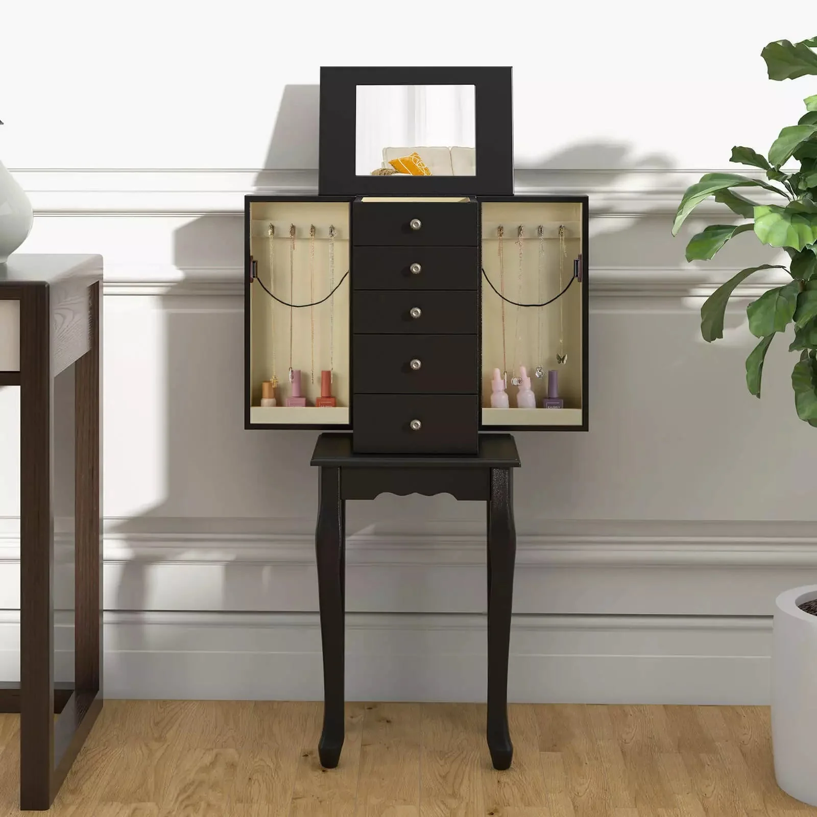 Paige Mirror Jewelry Armoire Cabinet - Image 4