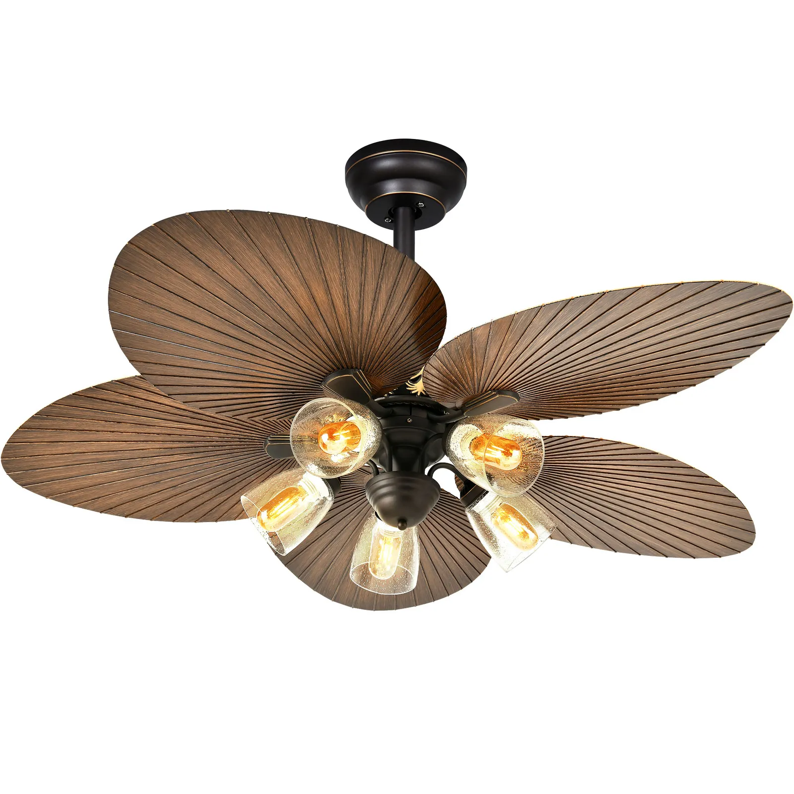Palm Leaf Ceiling Fan With Light & Remote - Image 2