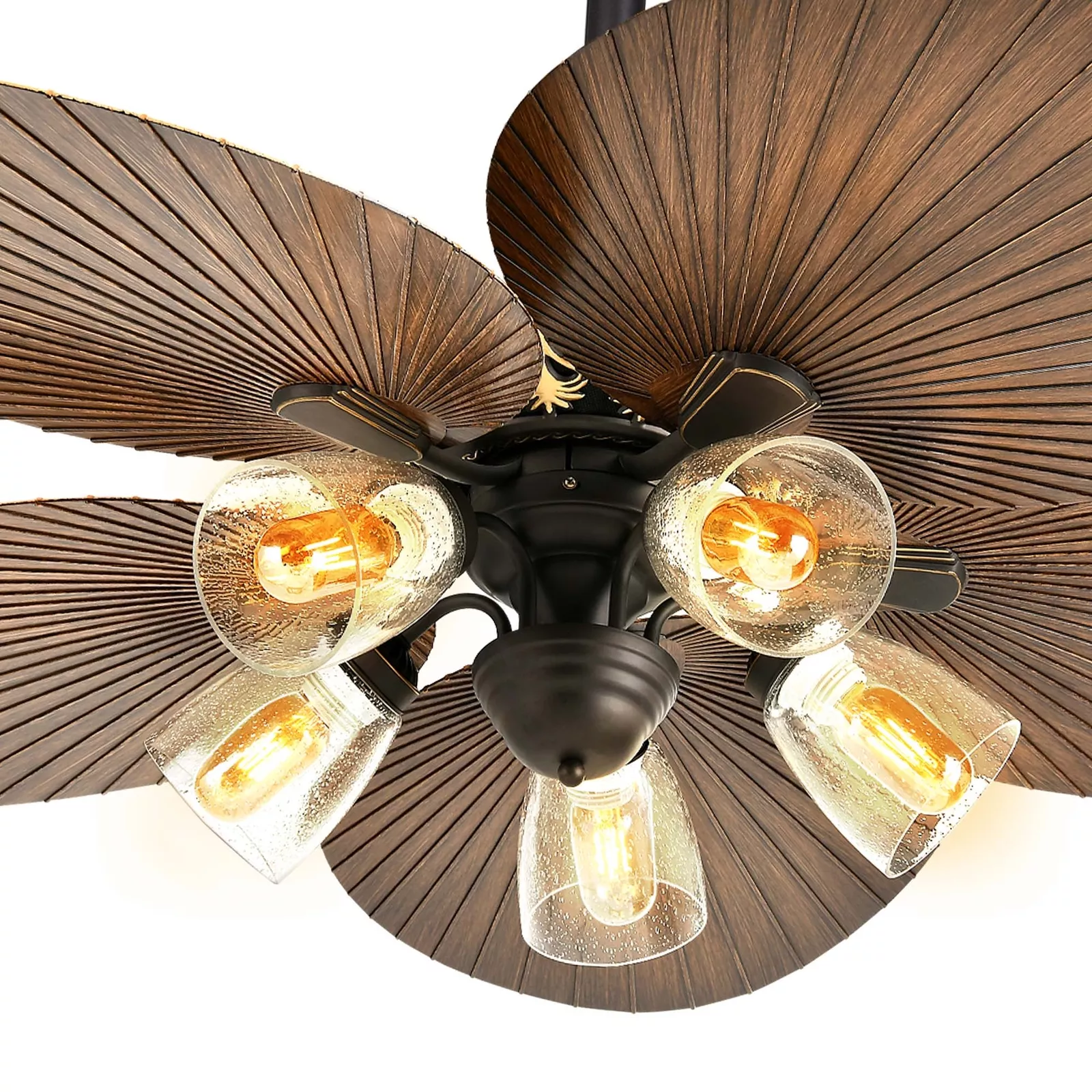 Palm Leaf Ceiling Fan With Light & Remote - Image 8