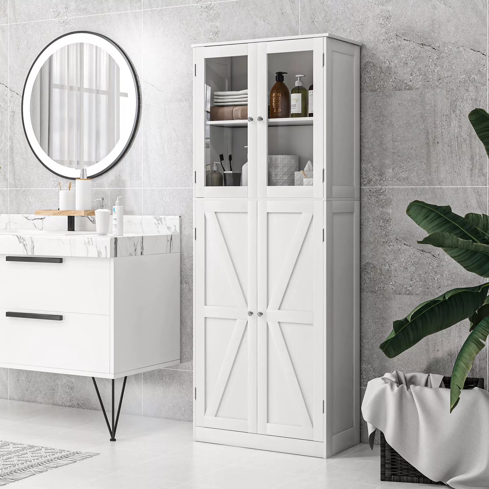 Payne Tall Linen Closet Cabinet