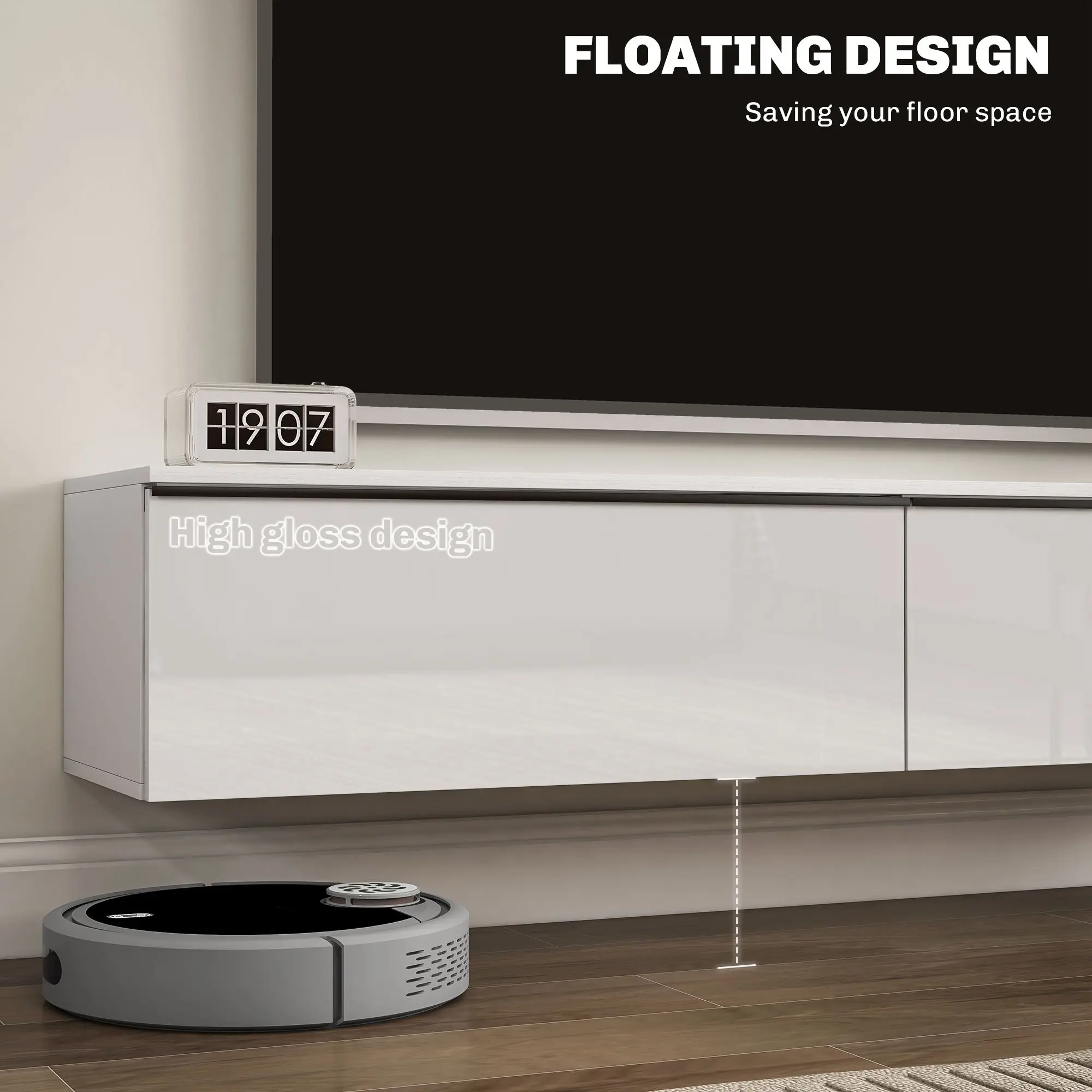 Pierce Floating High Gloss TV Cabinet Stand - Image 4