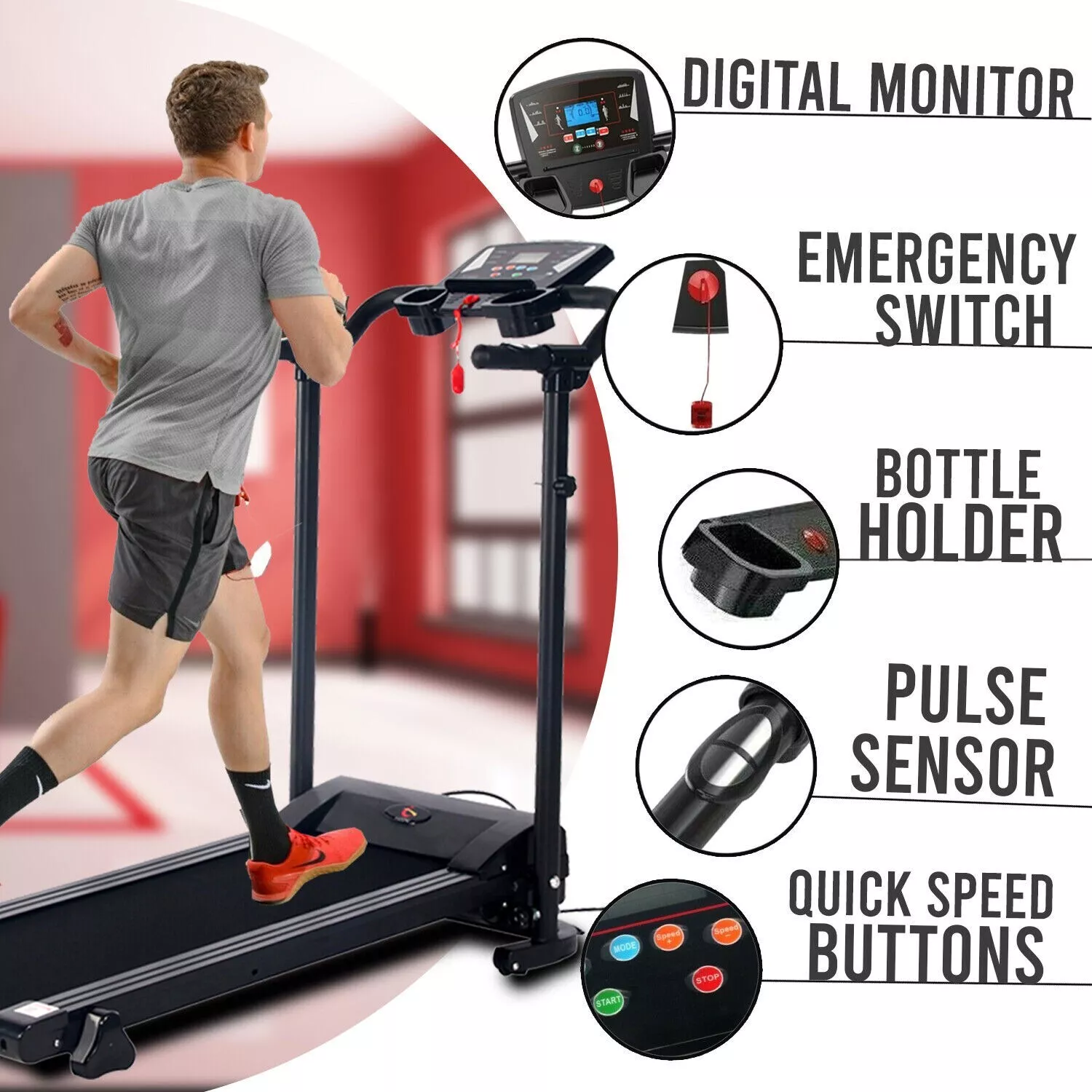 Portable Folding Running Treadmill Machine - Image 3