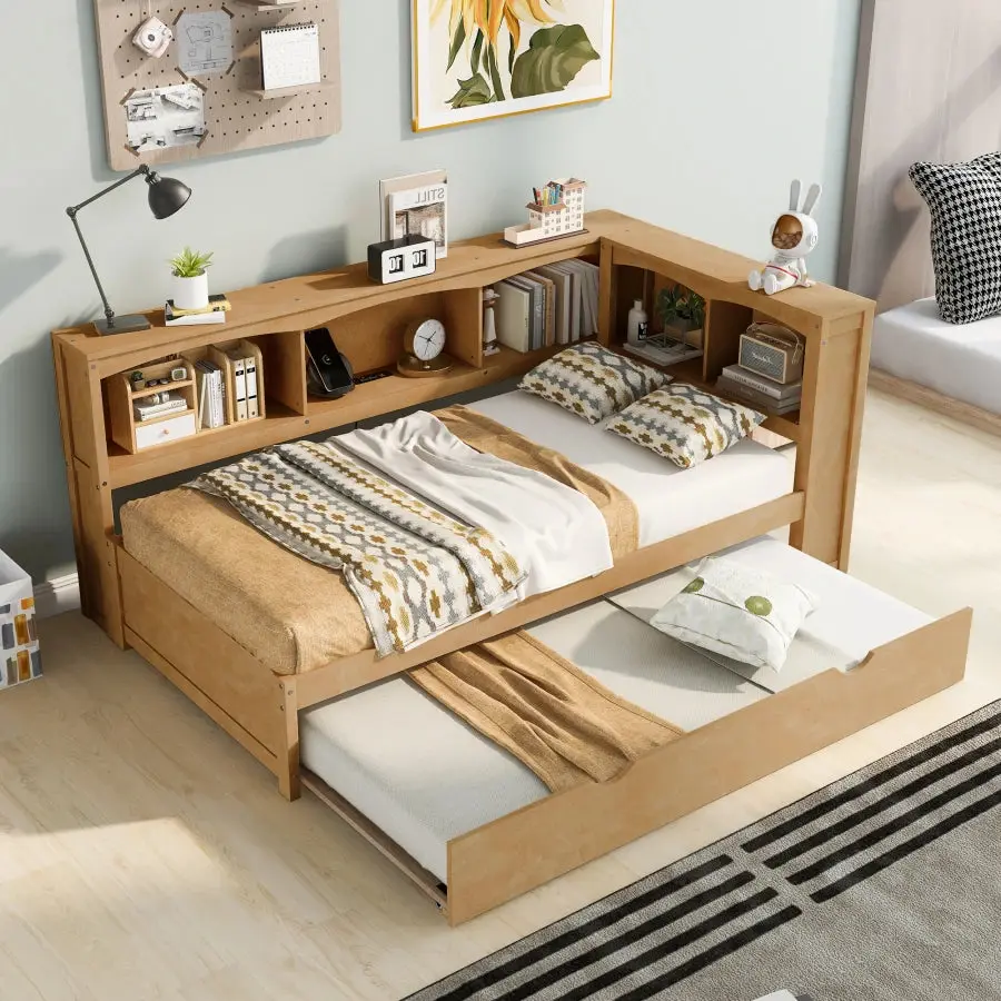 Porter Twin Wood Trundle Daybed With Storage - Image 6