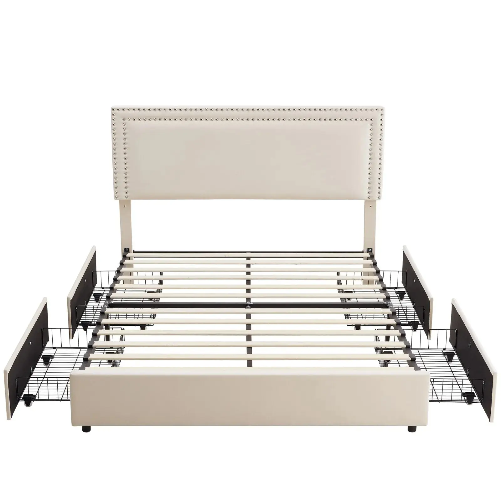 Queen Fabric Plateform Bed Frame With Storage - Image 6