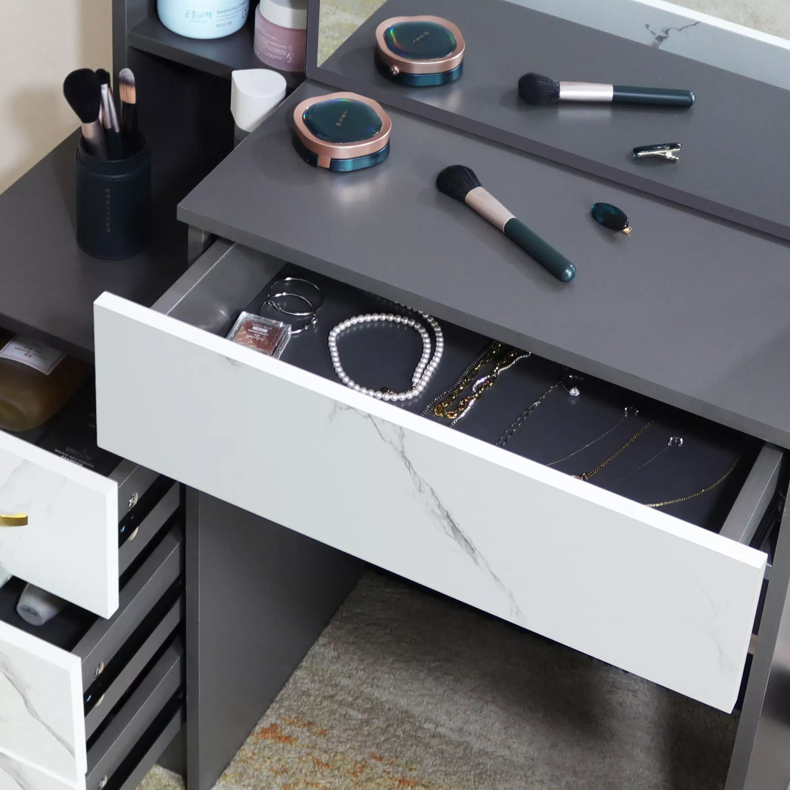 Rafael Mirrored Vanity Dressing Table With Drawer - Image 5