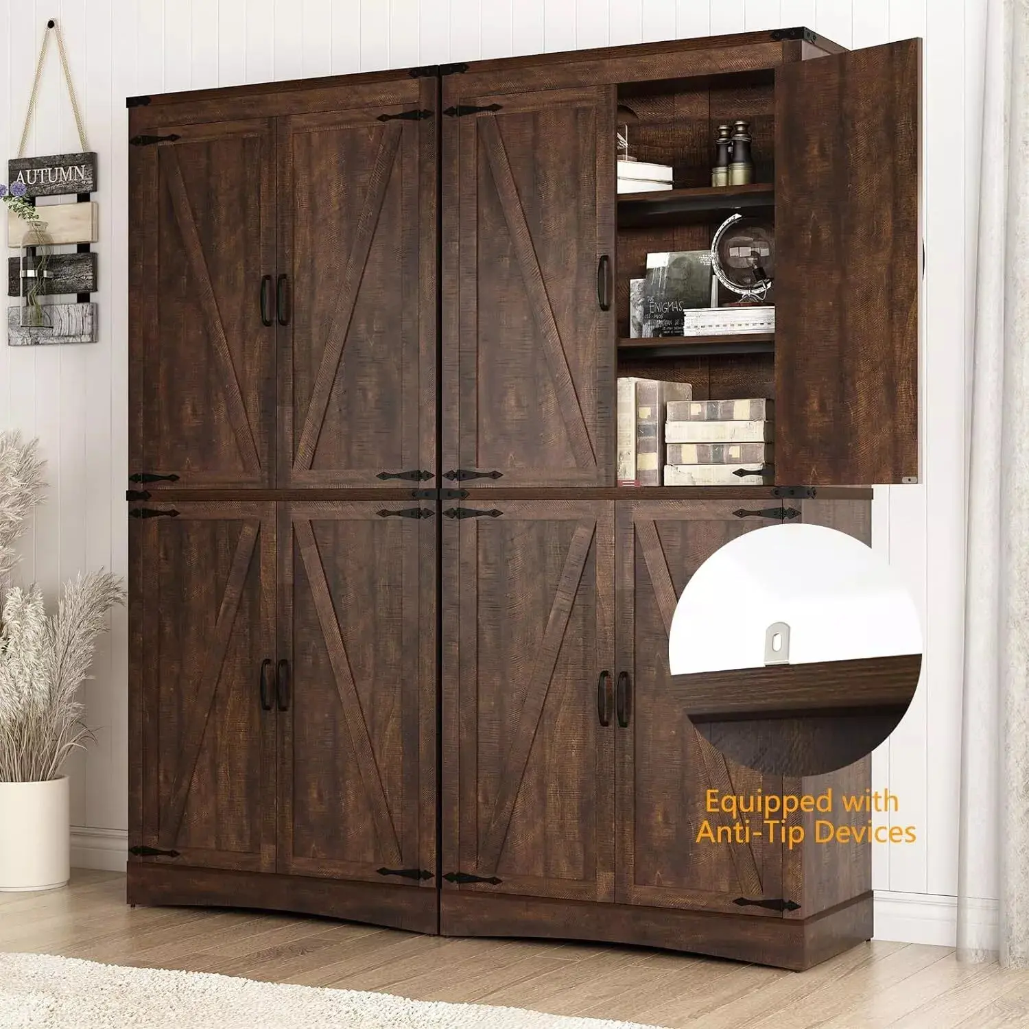 Rafe Tall Farmhouse Kitchen Pantry Cabinet - Image 3