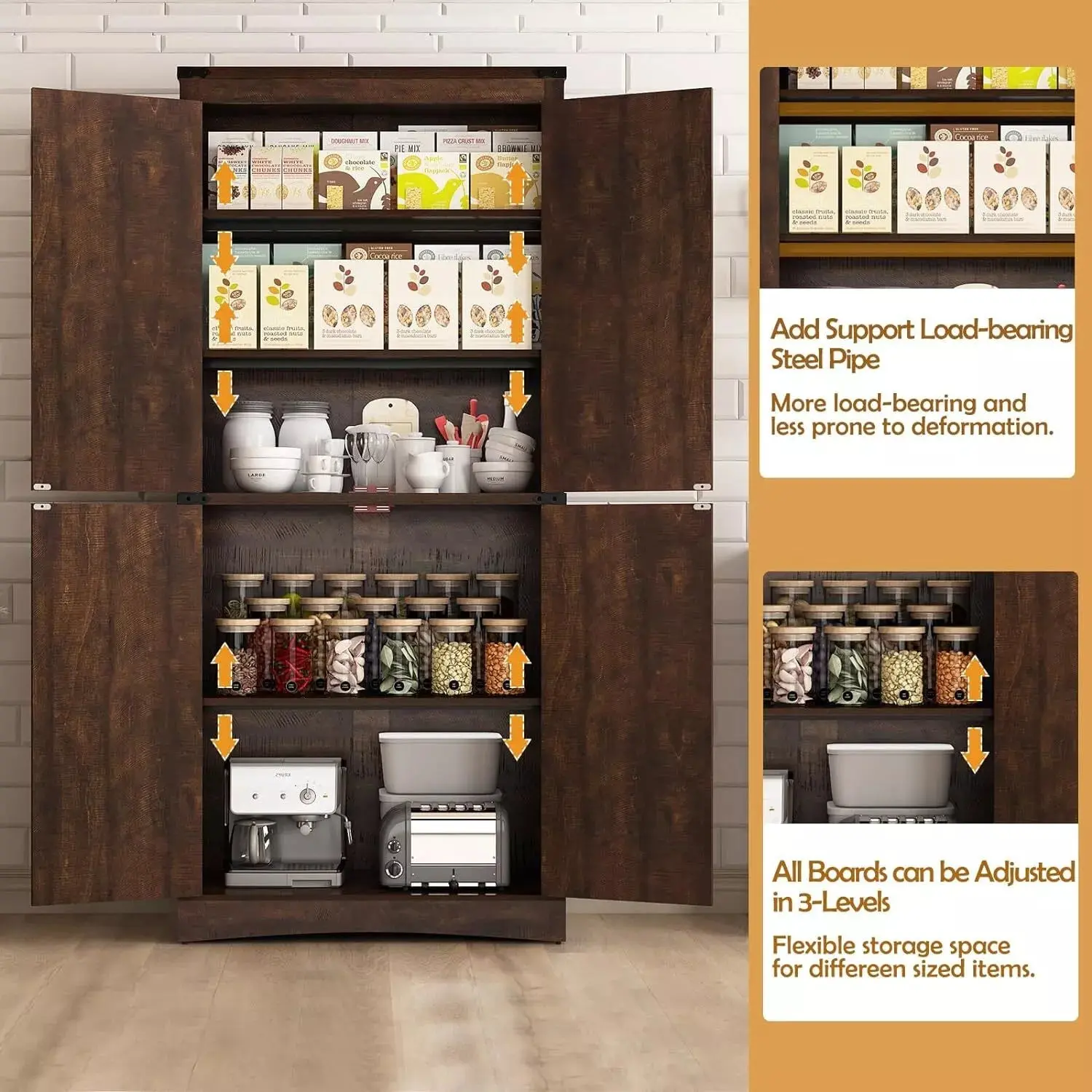 Rafe Tall Farmhouse Kitchen Pantry Cabinet - Image 5