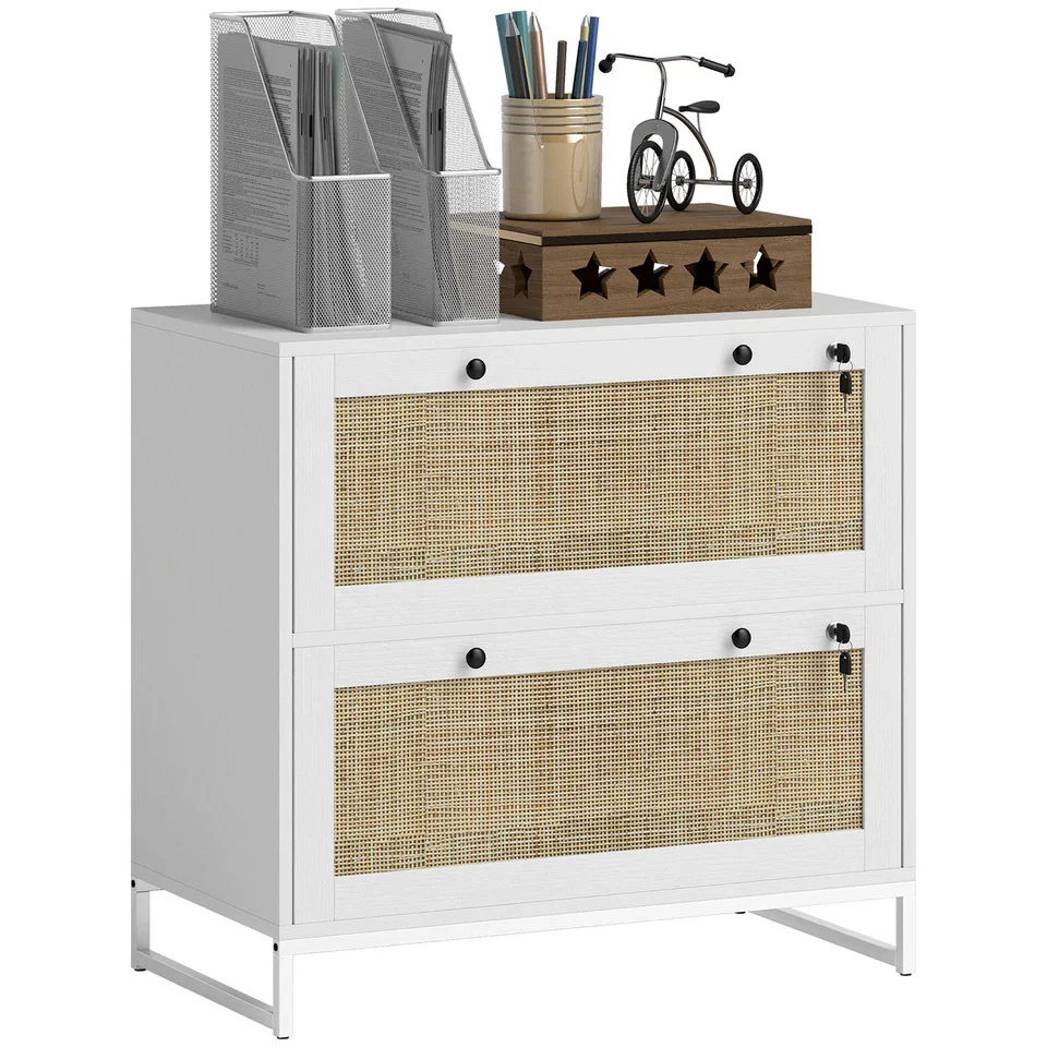 Rattan 2 Drawers File Cabinet - Image 2