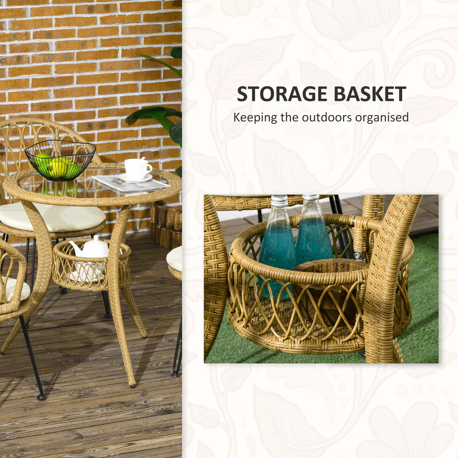 Rattan 4 Pieces Outdoor Patio Dining Set - Image 6
