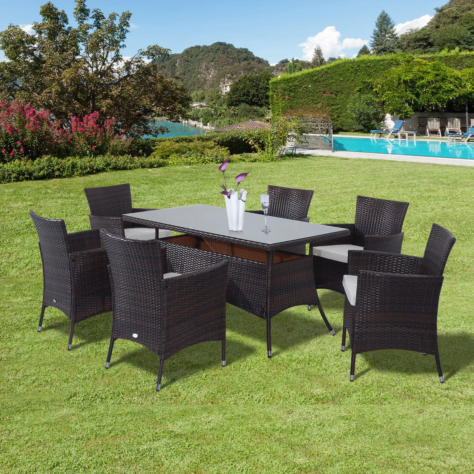 Rattan 6 Seater Outdoor Garden Dining Set