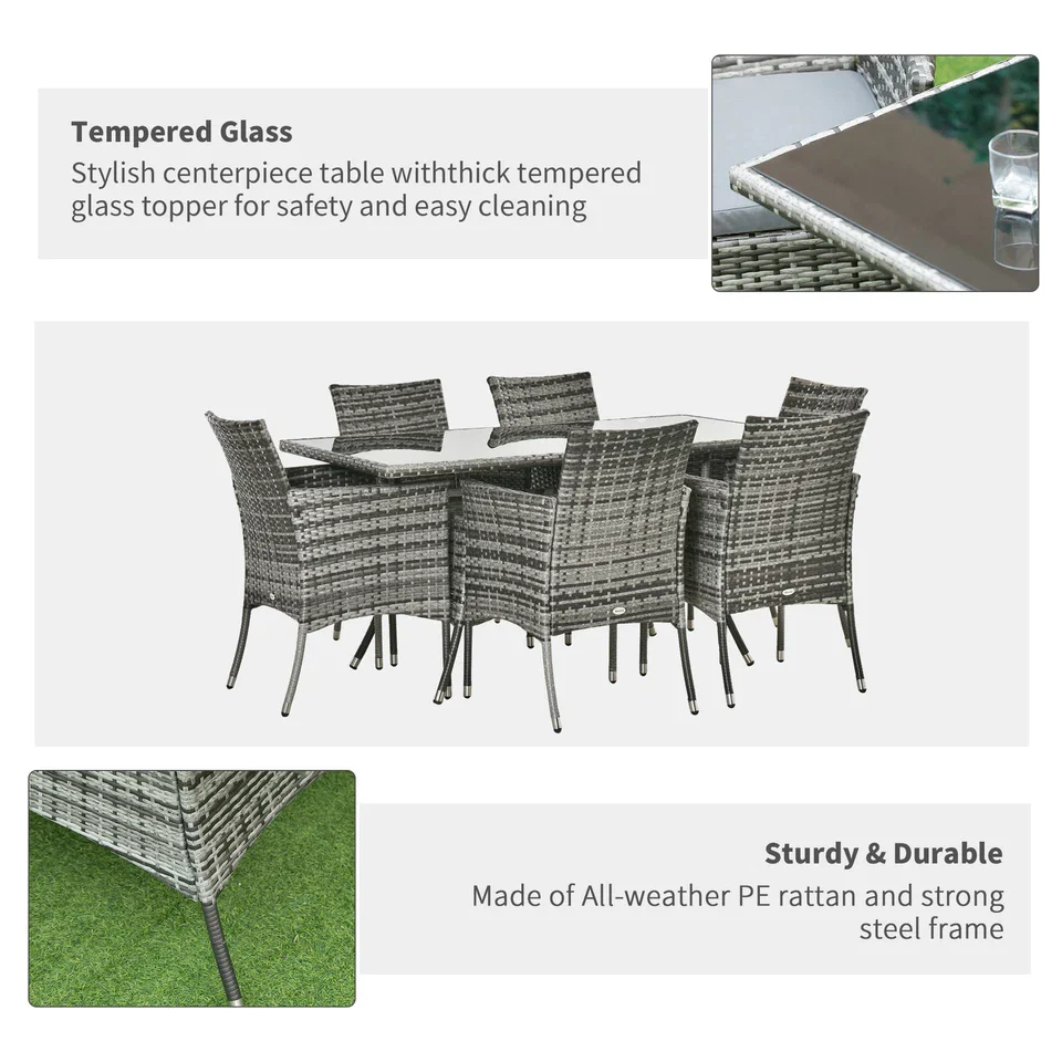 Rattan 7 Pieces Outdoor Patio Dining Set - Image 4
