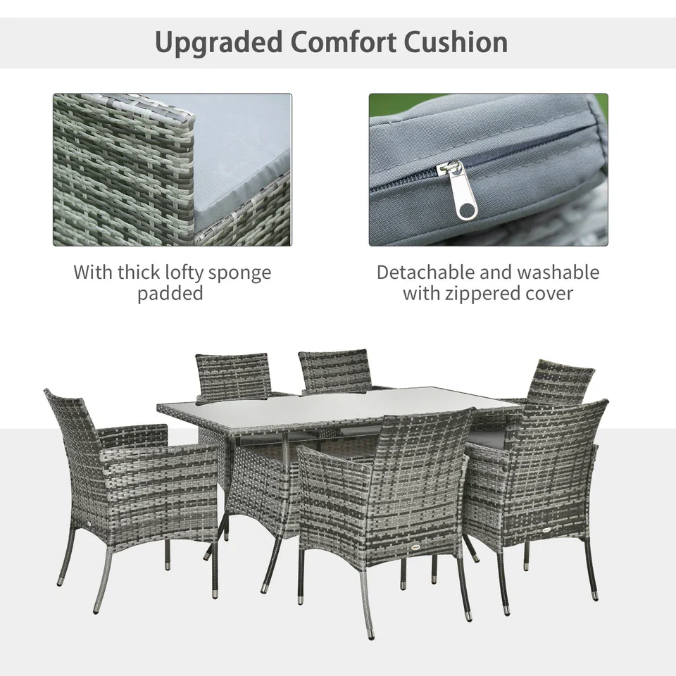 Rattan 7 Pieces Outdoor Patio Dining Set - Image 5