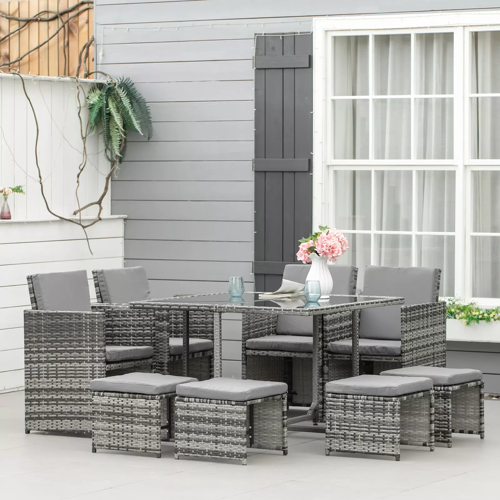 Rattan 8 Seater Outdoor Garden Dining Set - Image 2