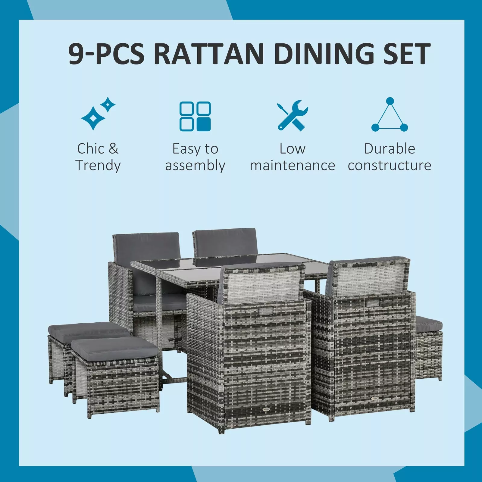Rattan 8 Seater Outdoor Garden Dining Set - Image 6