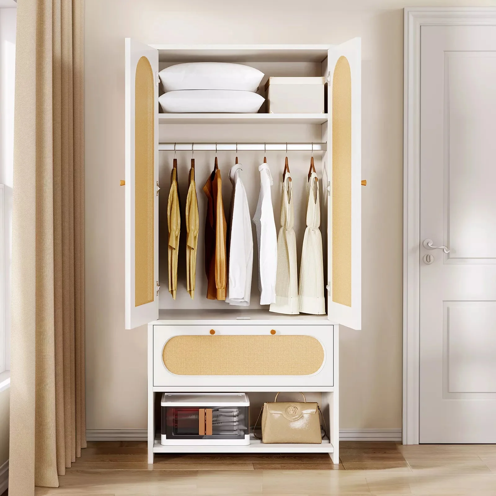Rattan Armoire Wardrobe Closet - Image 3