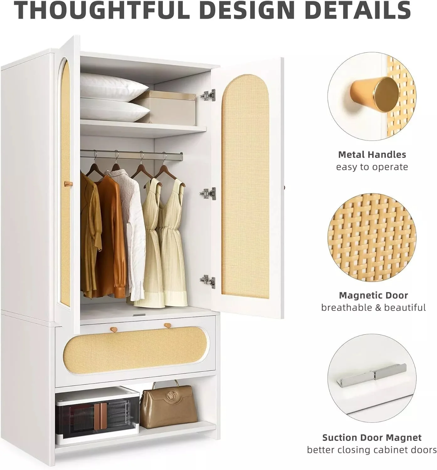 Rattan Armoire Wardrobe Closet - Image 4