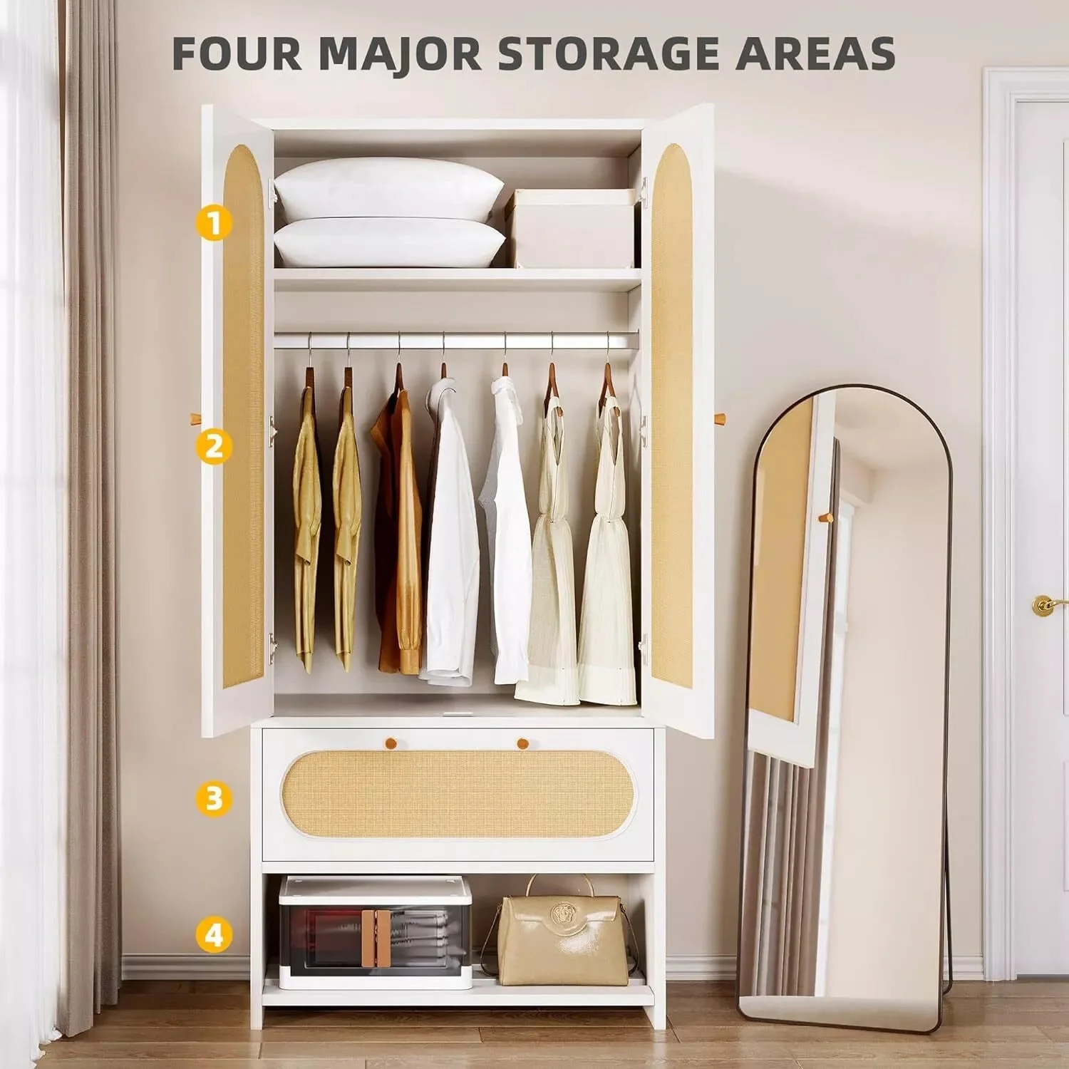 Rattan Armoire Wardrobe Closet - Image 5
