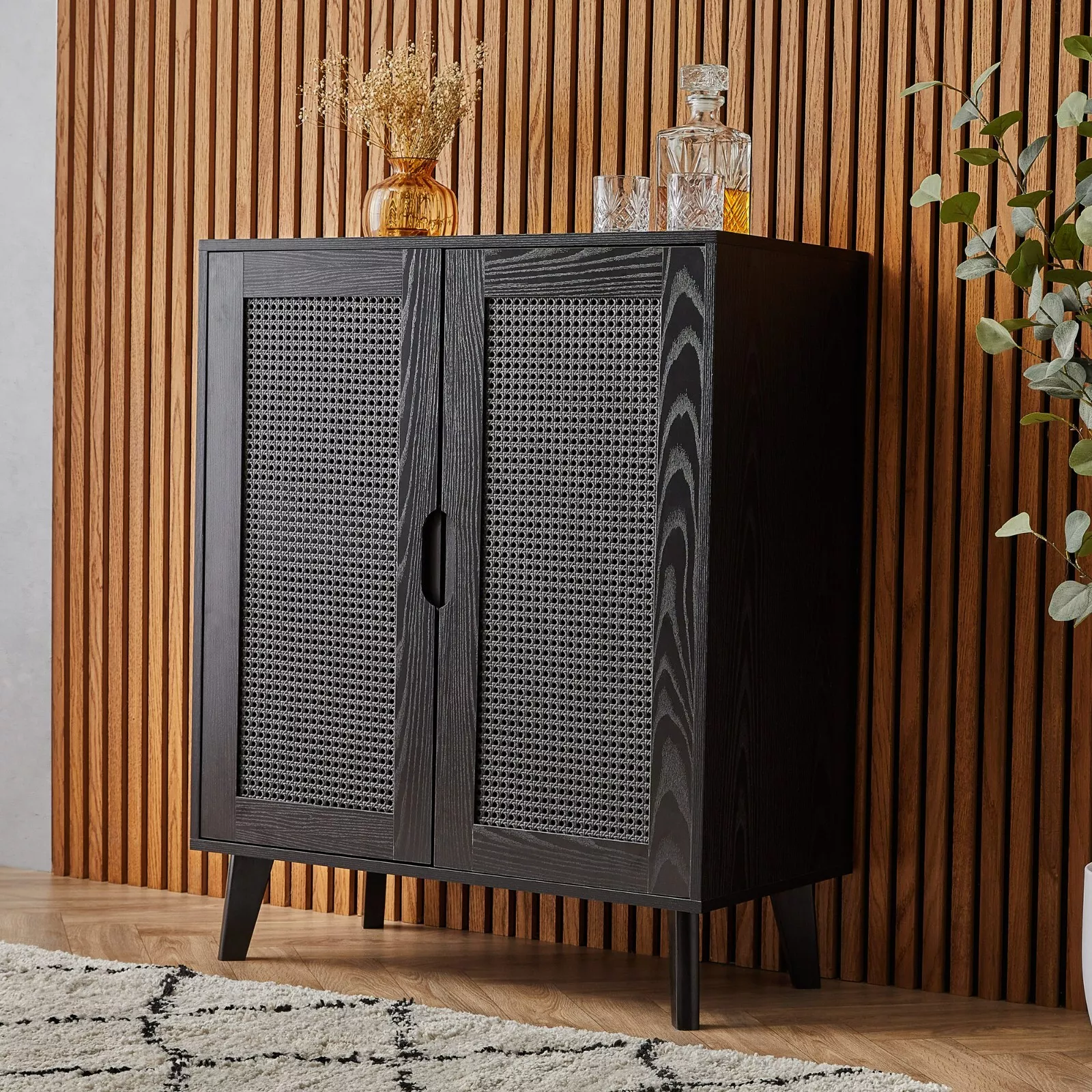 Rattan Drinks Cabinet With Wine Rack - Image 2
