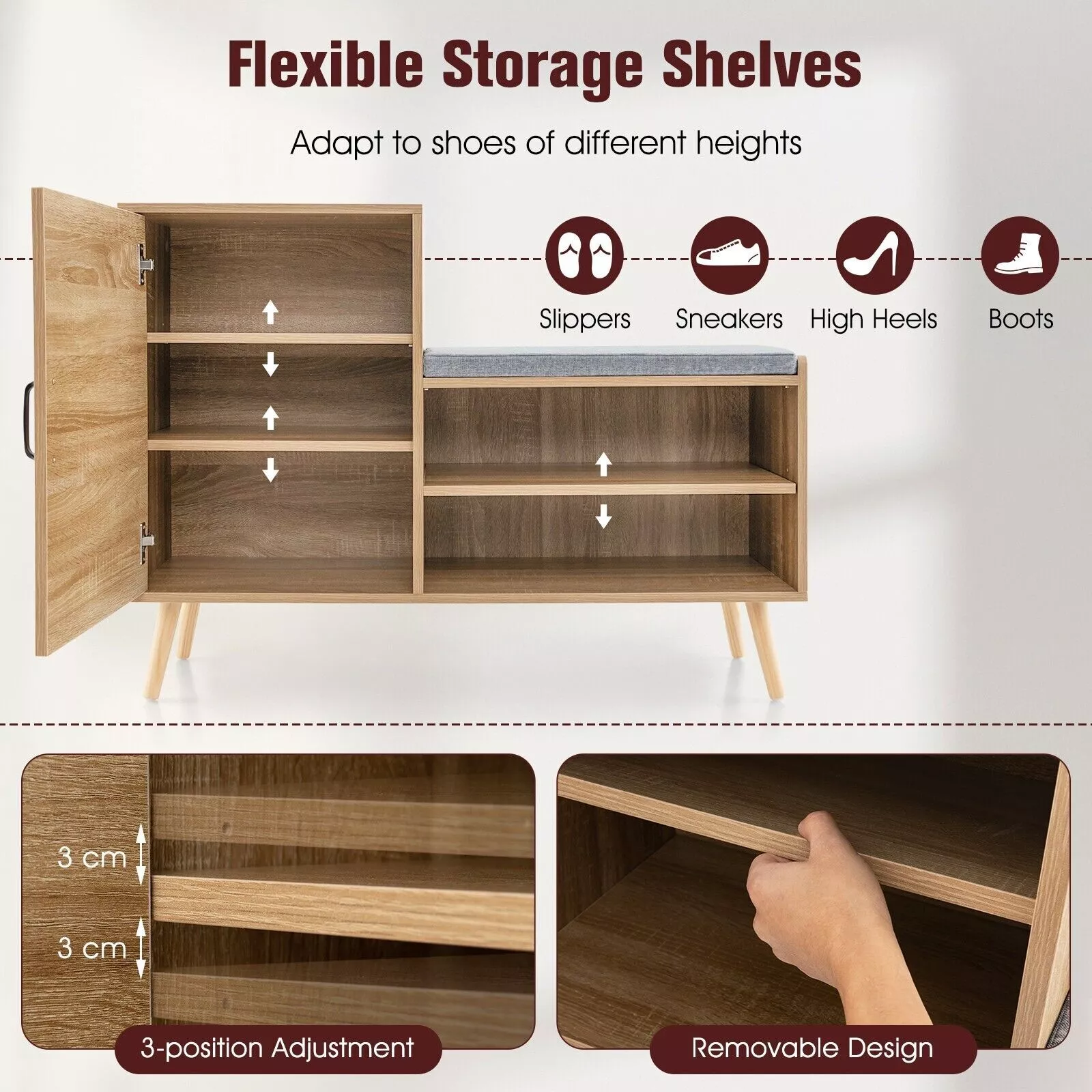 Rattan Hallway Shoe Storage Bench - Image 4
