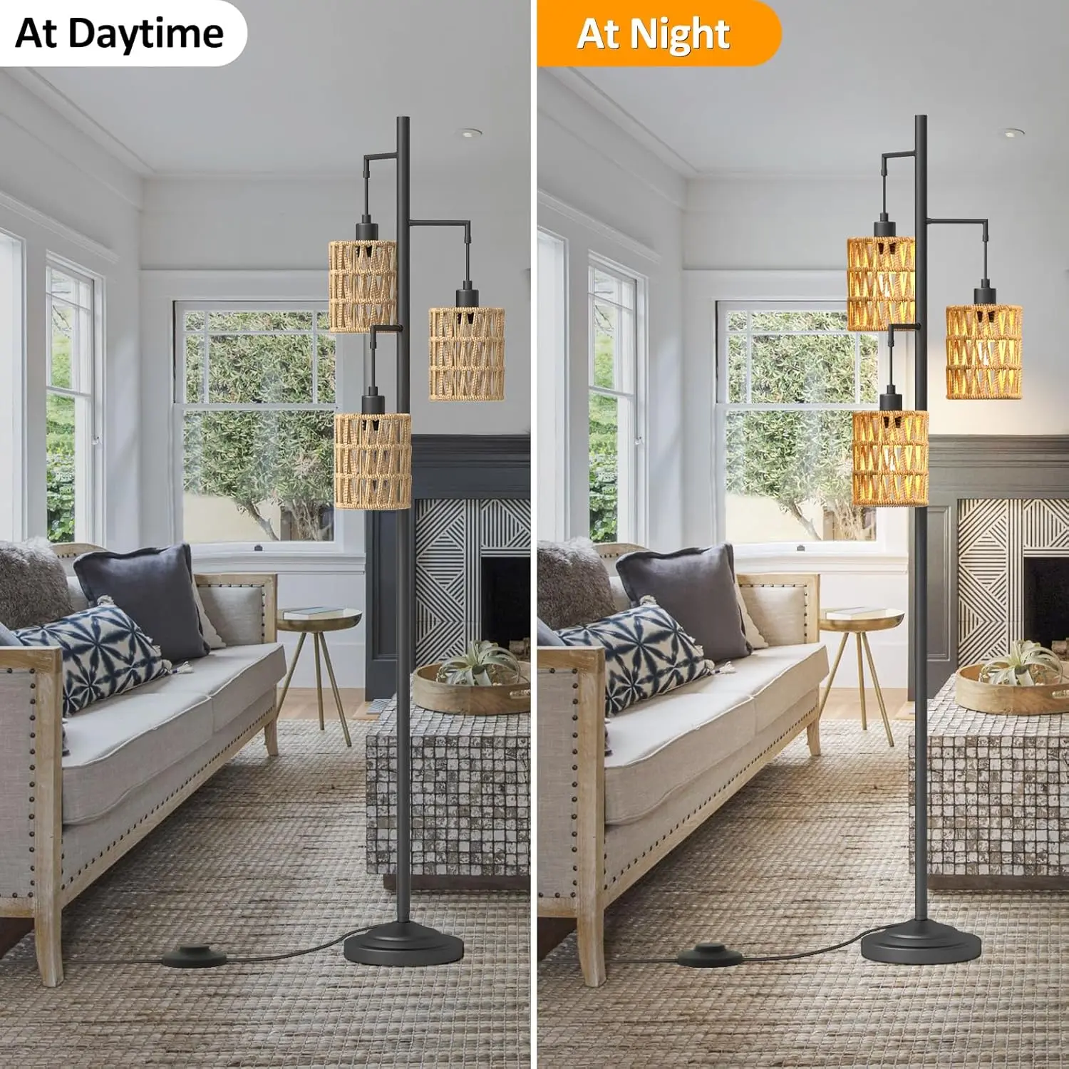 Rattan Lantern Living Room Floor Lamp - Image 2