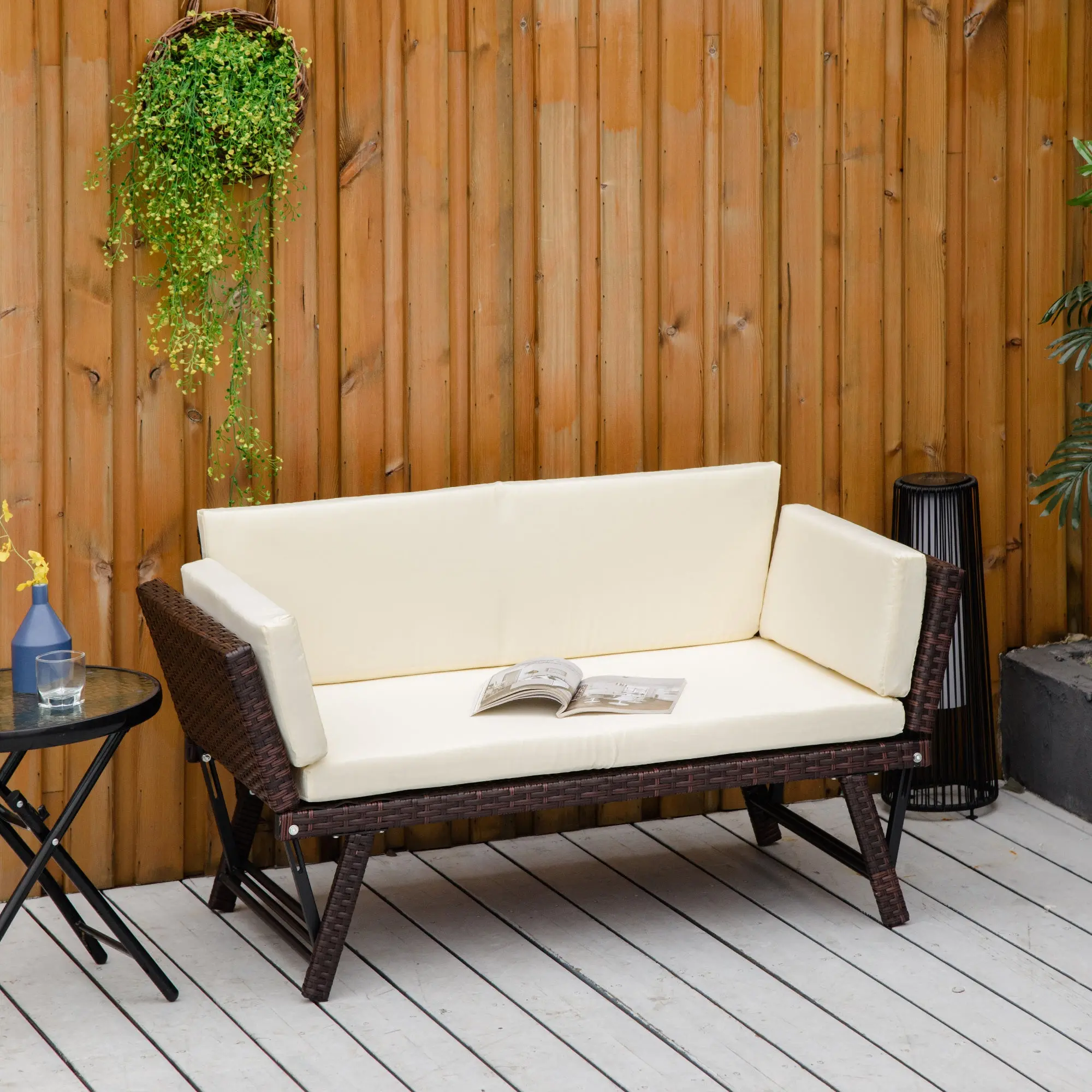 Rattan Outdoor Garden Foldable Bench