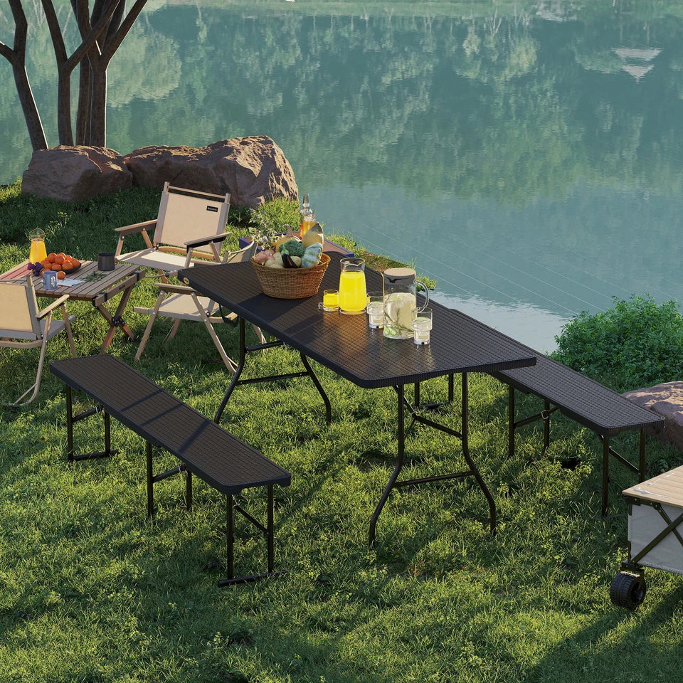 Rattan Picnic Bench Table