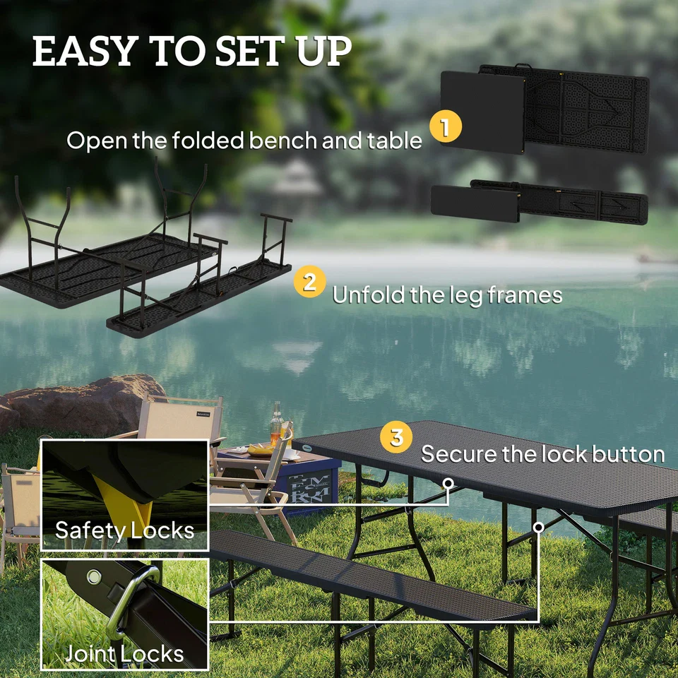 Rattan Picnic Bench Table - Image 6