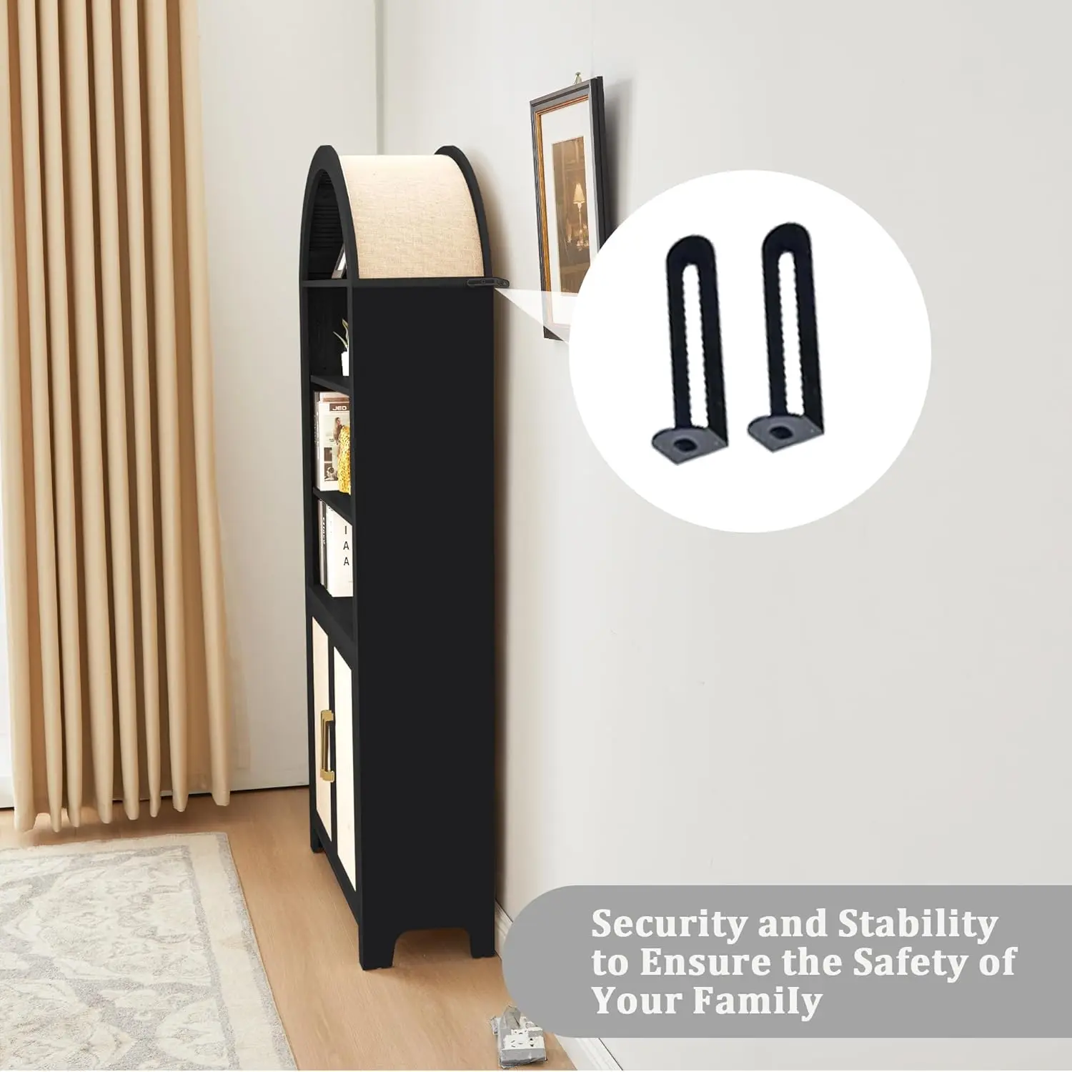 Rattan Tall Arched Storage Display Cabinet - Image 5