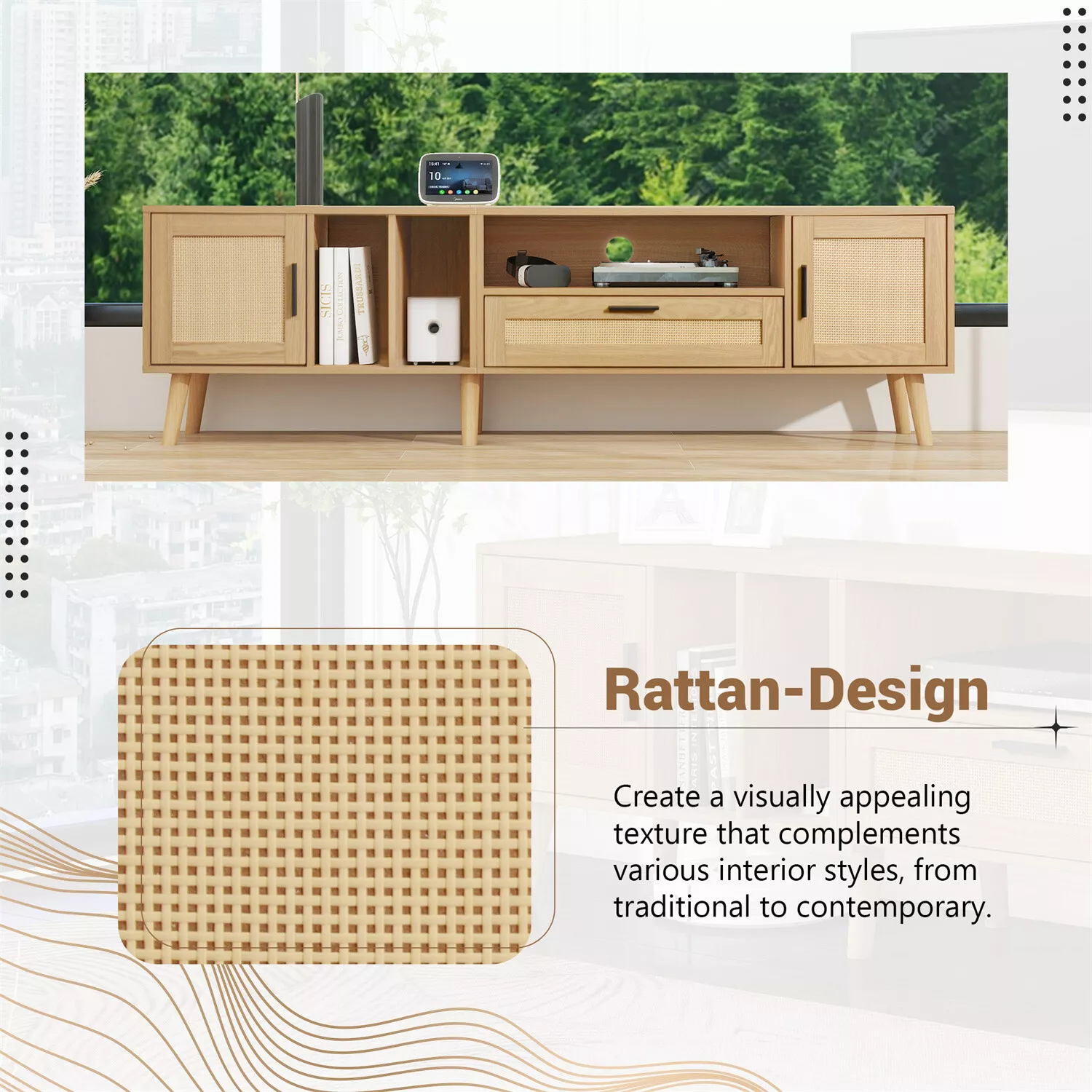 Rattan TV Cabinet Stand - Image 5
