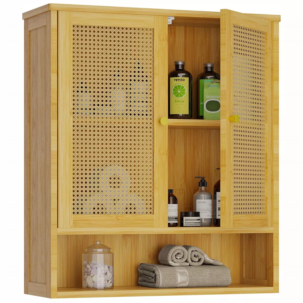 Rattan Wall Mounted Bathroom Cabinet - Image 2