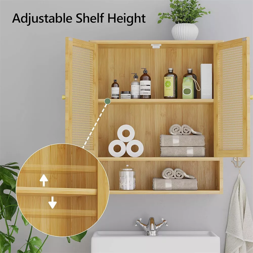 Rattan Wall Mounted Bathroom Cabinet - Image 3
