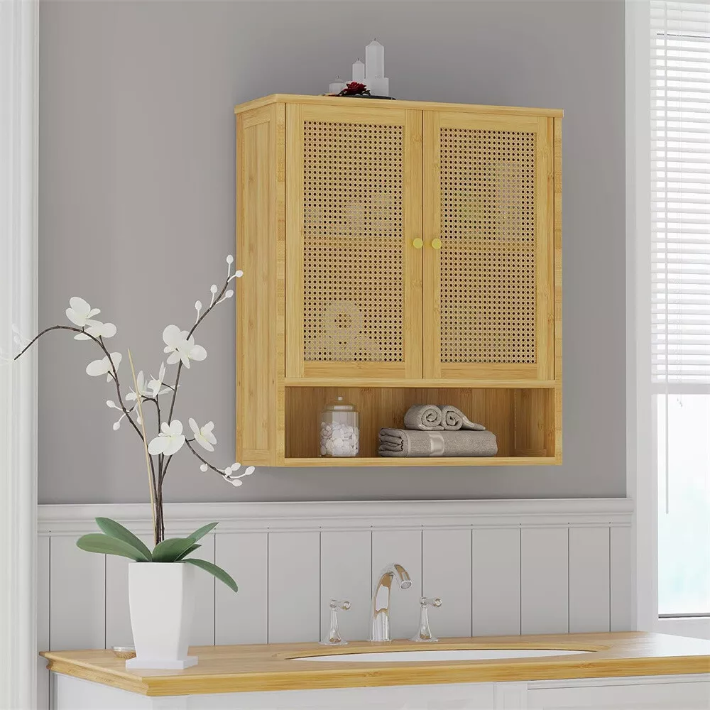 Rattan Wall Mounted Bathroom Cabinet - Image 6