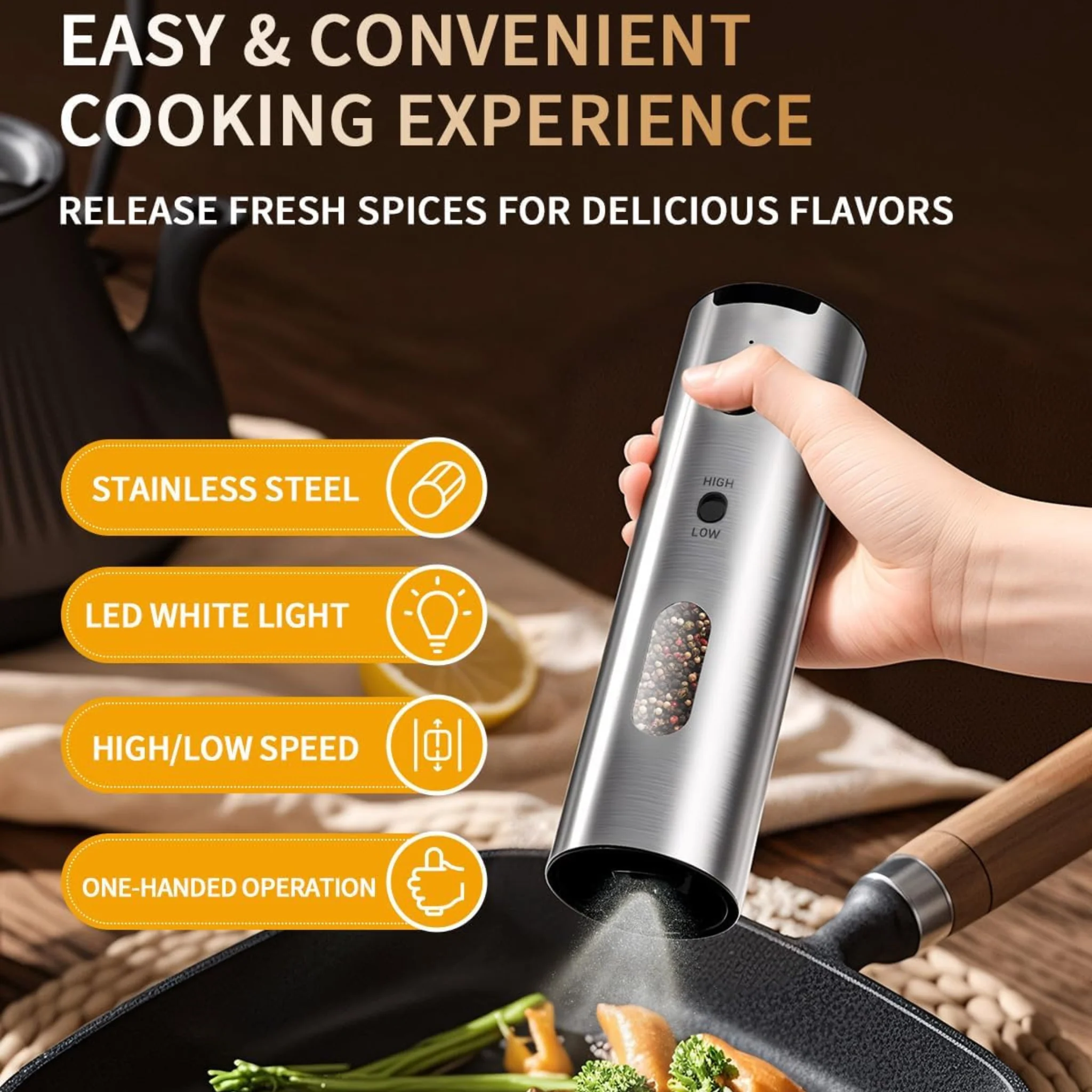 Rechargeable Electric Salt and Pepper Grinder Set - Image 4