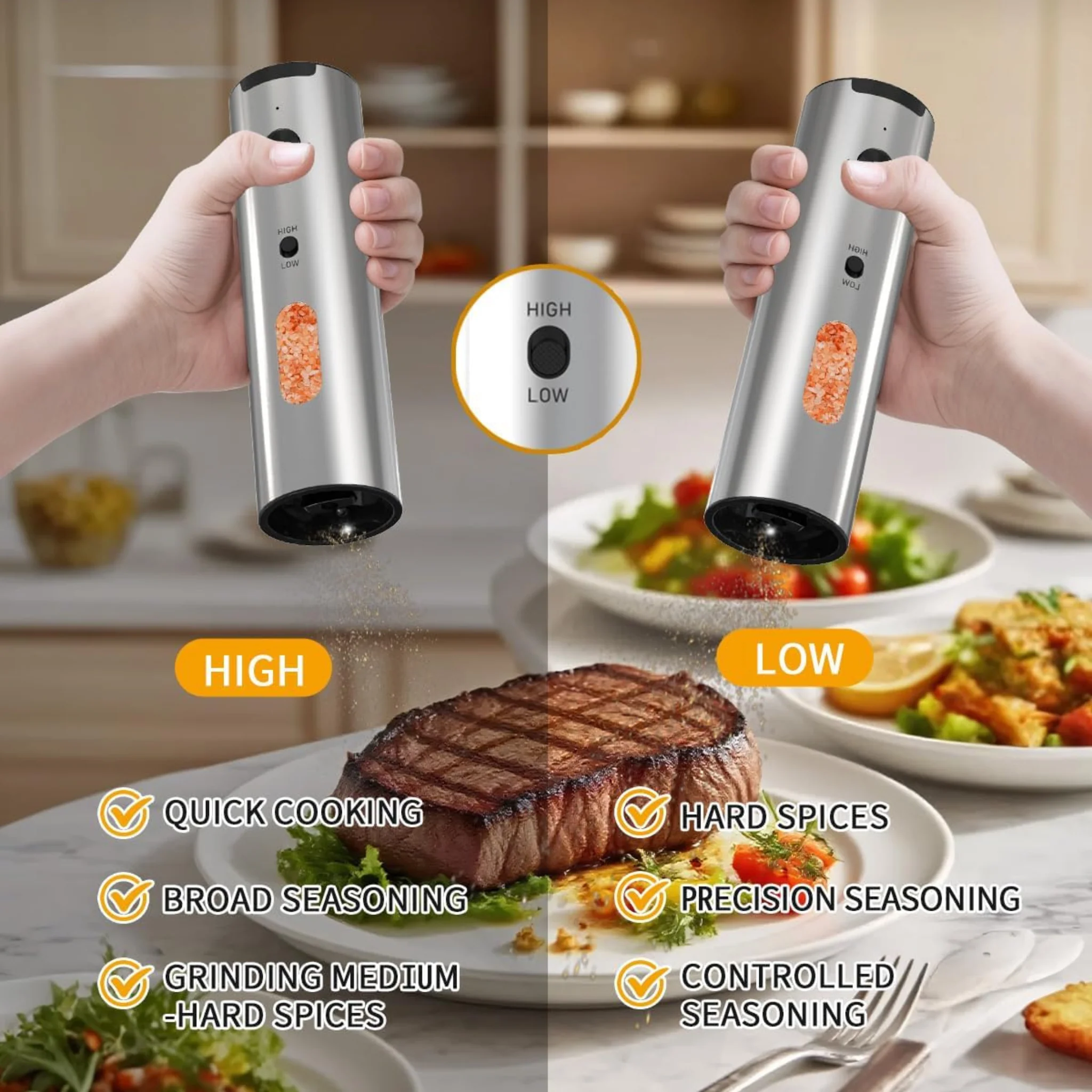 Rechargeable Electric Salt and Pepper Grinder Set - Image 7