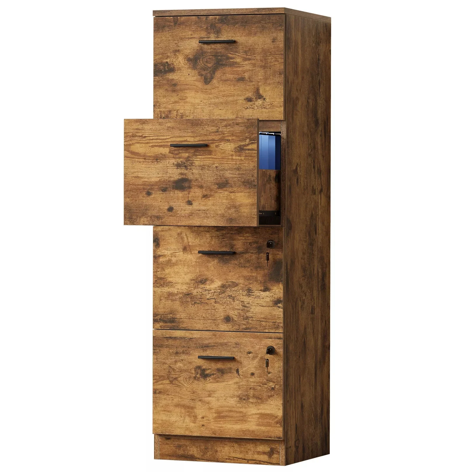 Reed Tall Filing Cabinet With Lock - Image 2