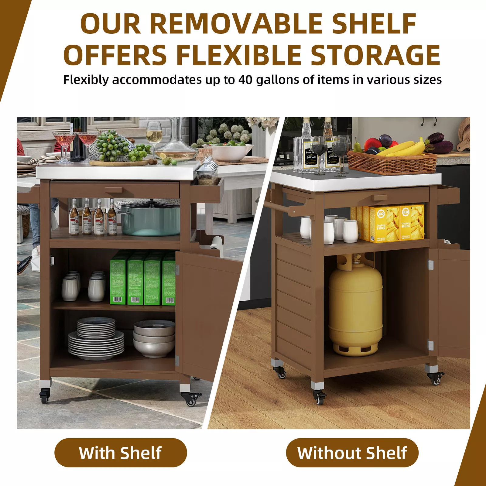 Remi Small Outdoor Bar Cart - Image 4