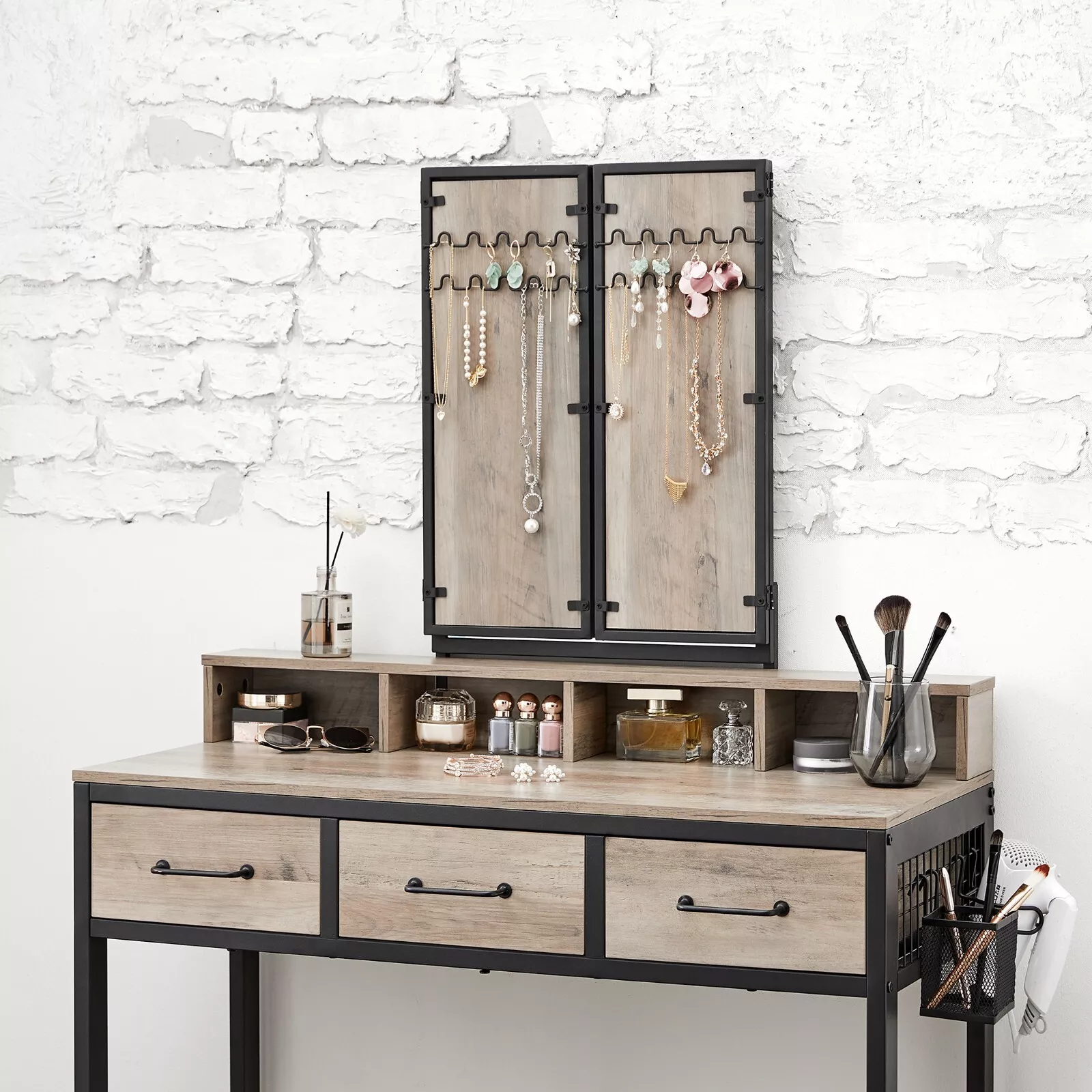 Retro Mirrored Vanity Dressing Table With Drawer - Image 3